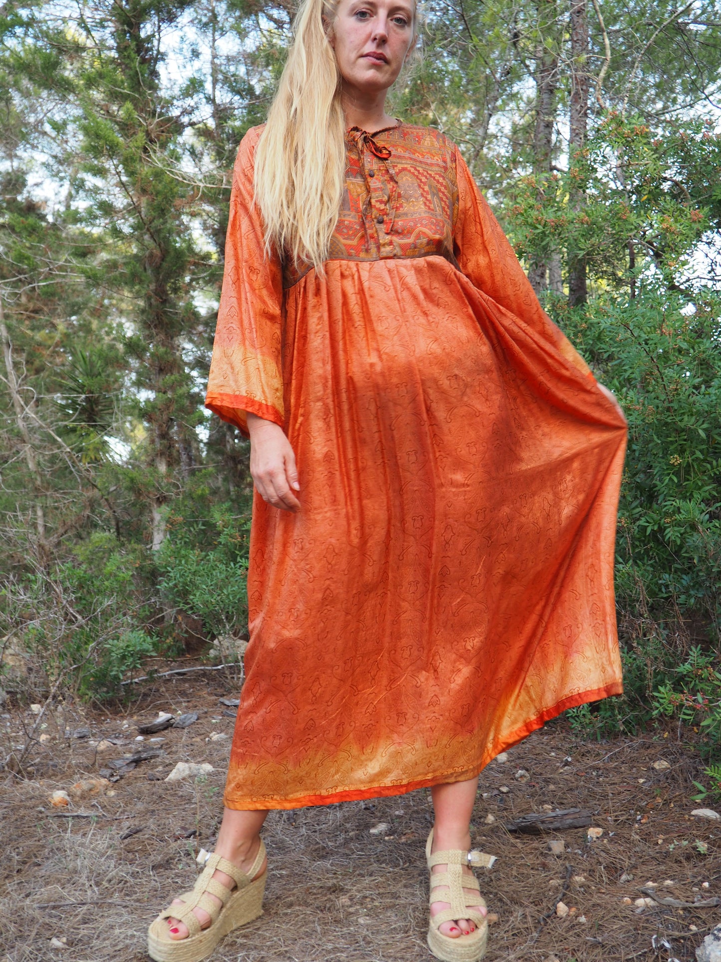 Vintage Indian sari dress up-cycled by Vagabond Ibiza
