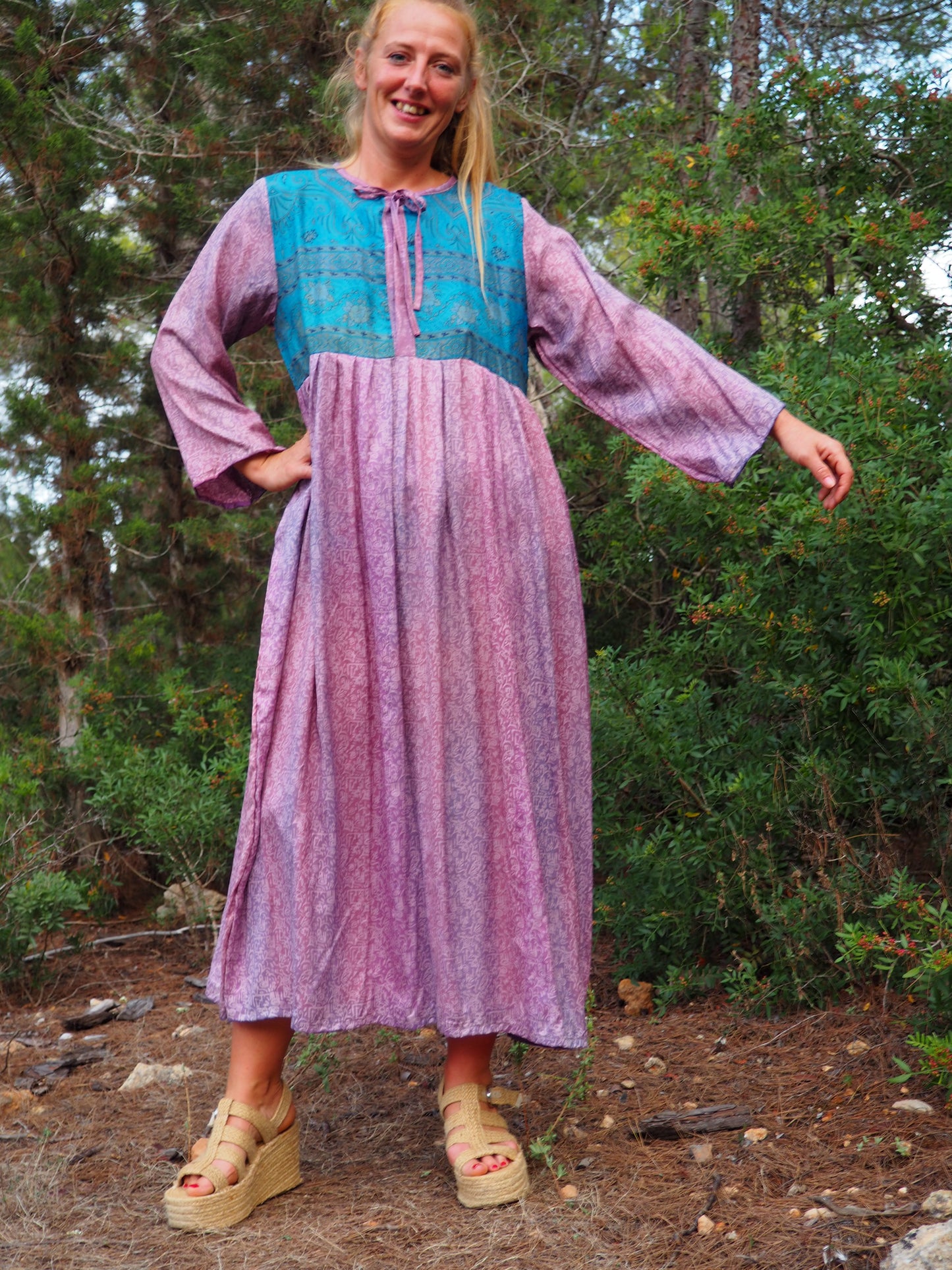 Vintage Indian sari dress up-cycled by Vagabond Ibiza