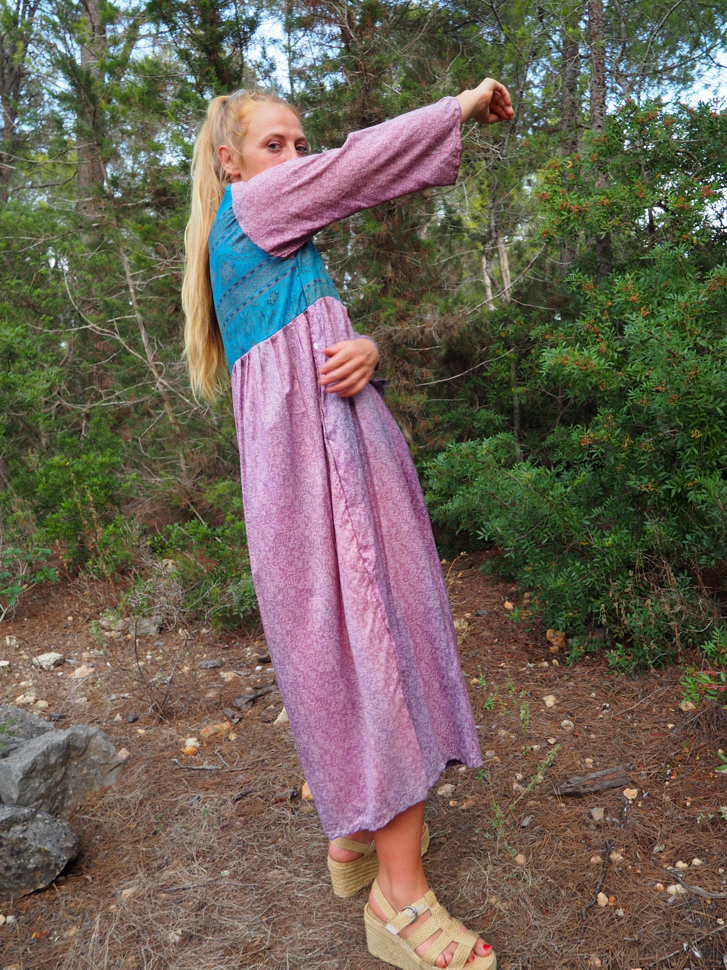 Vintage Indian sari dress up-cycled by Vagabond Ibiza