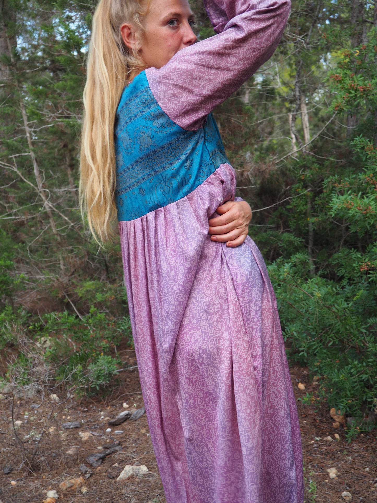 Vintage Indian sari dress up-cycled by Vagabond Ibiza
