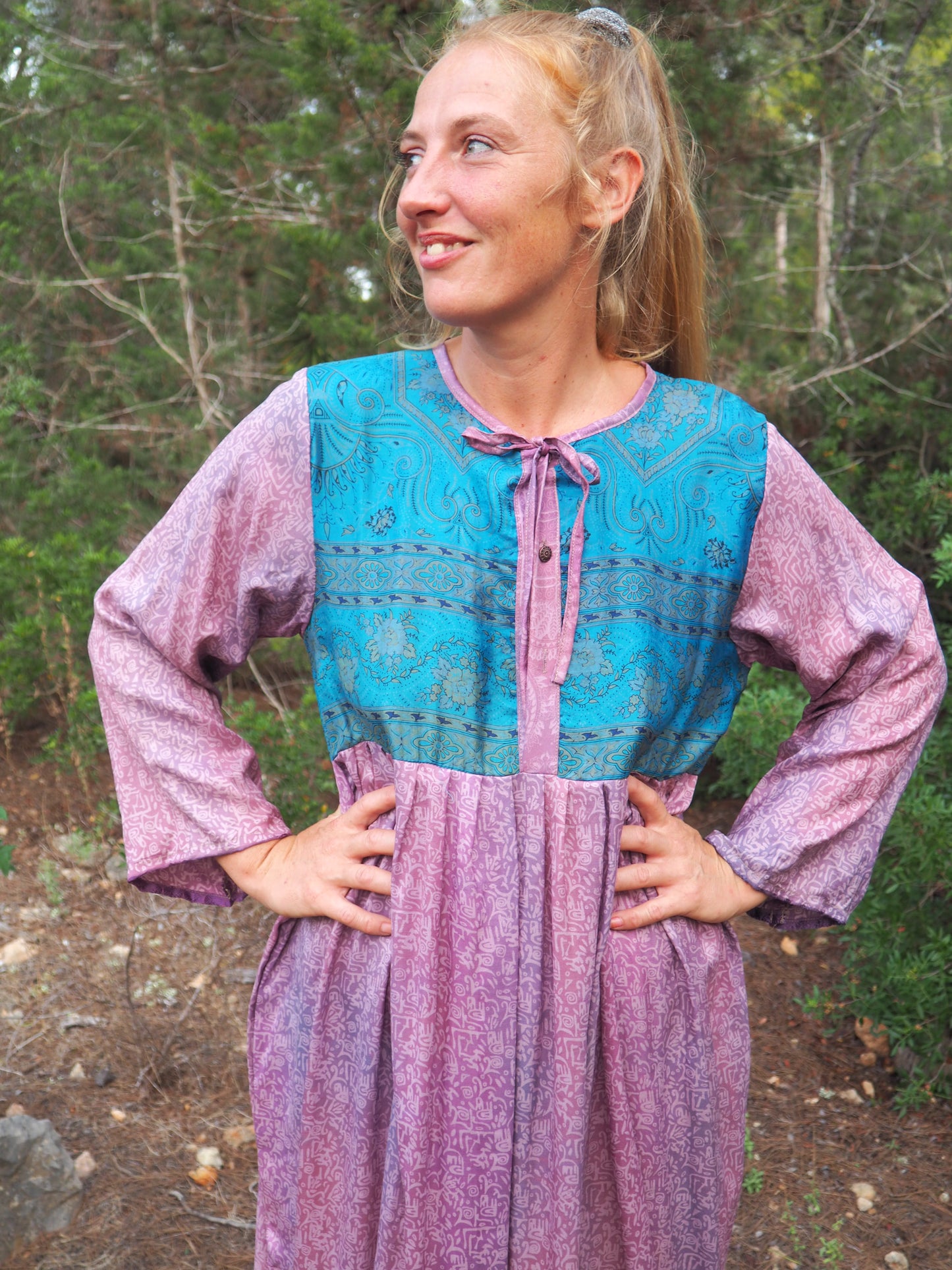 Vintage Indian sari dress up-cycled by Vagabond Ibiza
