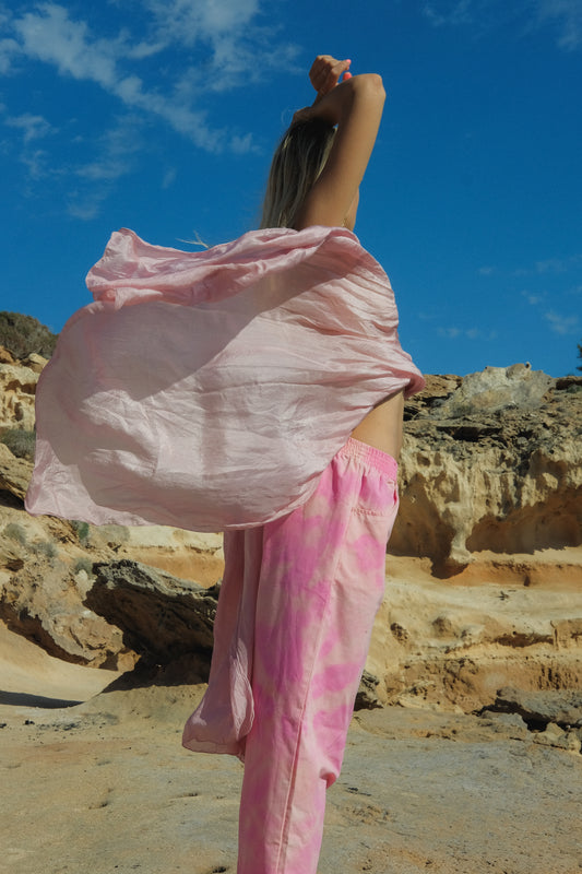 Vintage 1980´s pink tie dye pants with elastic waist