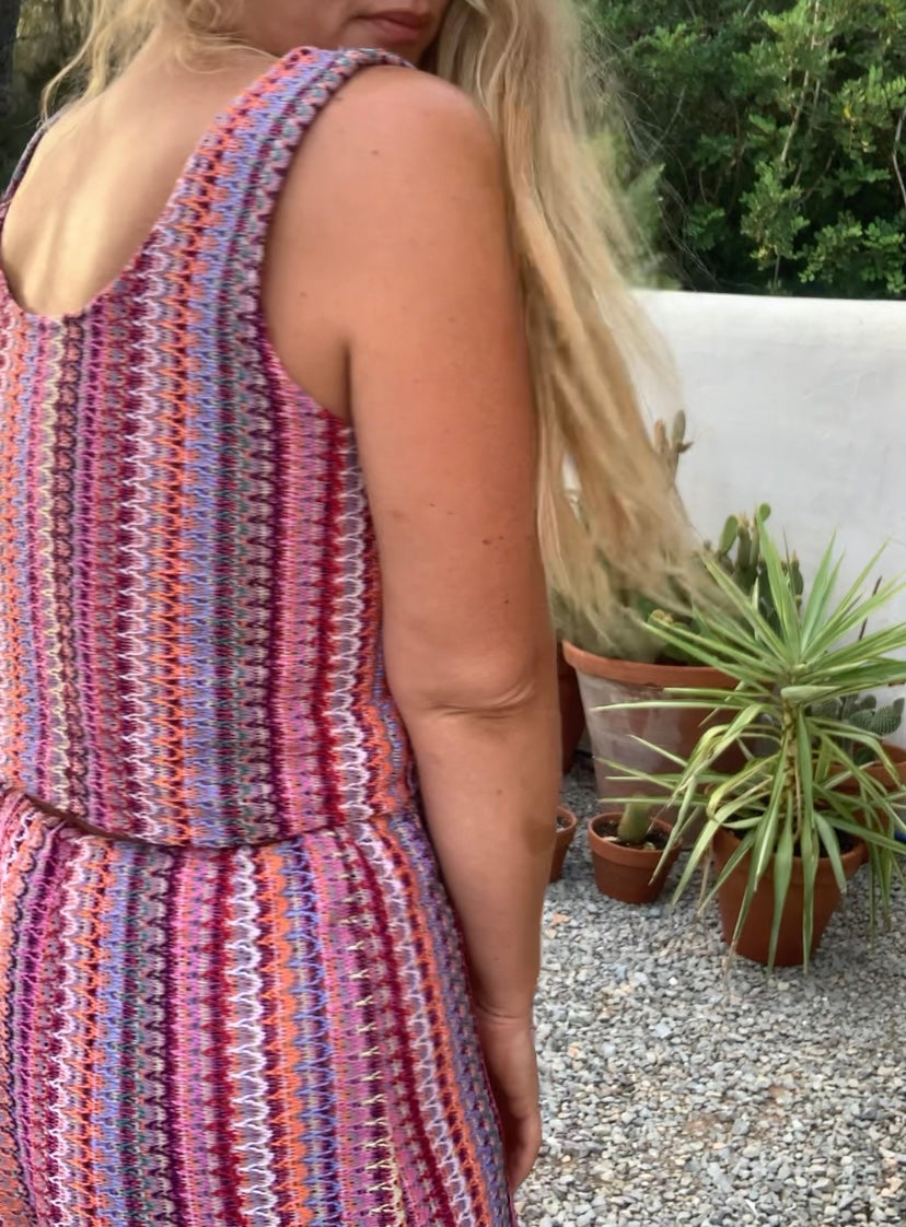 Up-cycled vintage machine knitted crop top made by Vagabond Ibiza