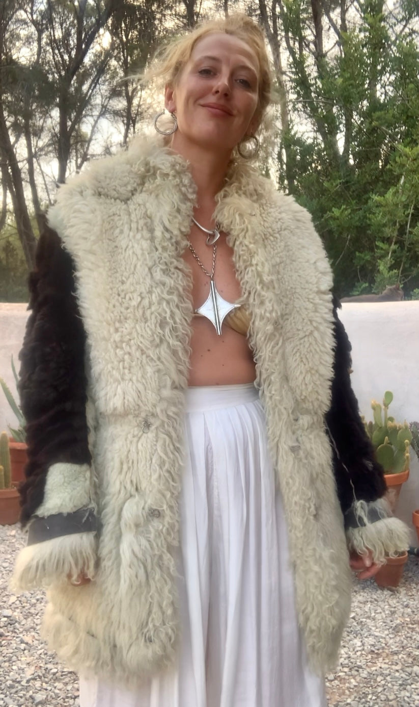 Vintage Classic 1970’s reversible Afghan sheepskin jacket has some small signs of ages some small hole’s
