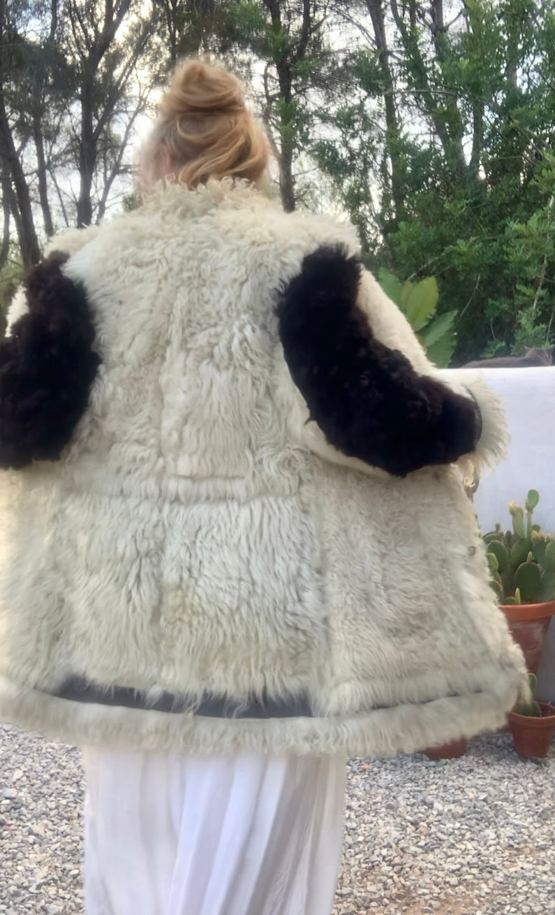 Vintage Classic 1970’s reversible Afghan sheepskin jacket has some small signs of ages some small hole’s
