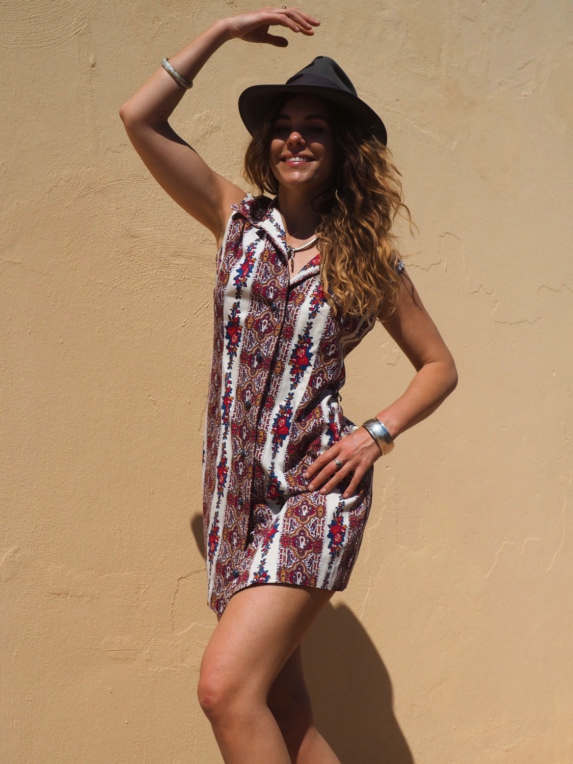 1970’s VINTAGE COTTON BLEND FLORAL BUTTON UP SUMMER DRESS