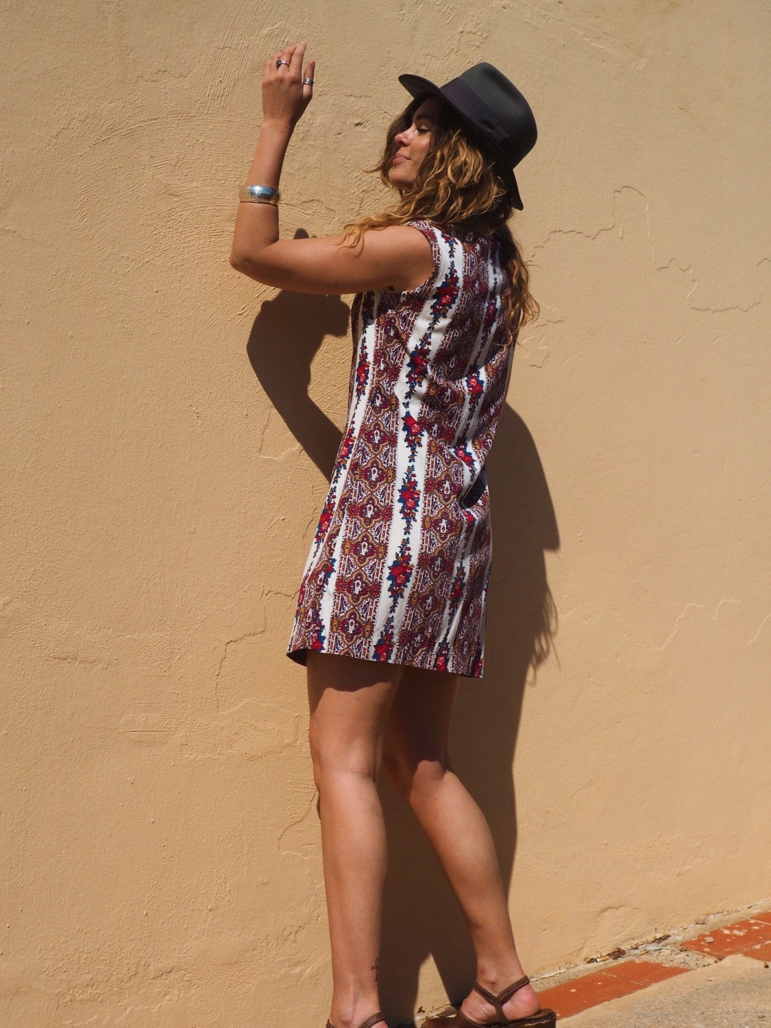 1970’s VINTAGE COTTON BLEND FLORAL BUTTON UP SUMMER DRESS
