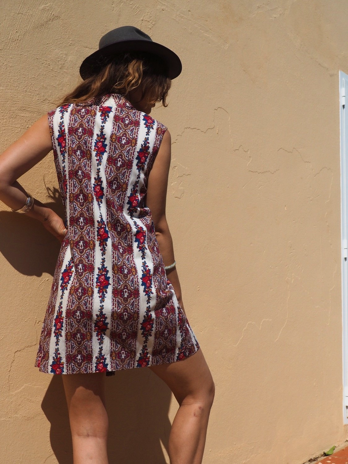 1970’s VINTAGE COTTON BLEND FLORAL BUTTON UP SUMMER DRESS