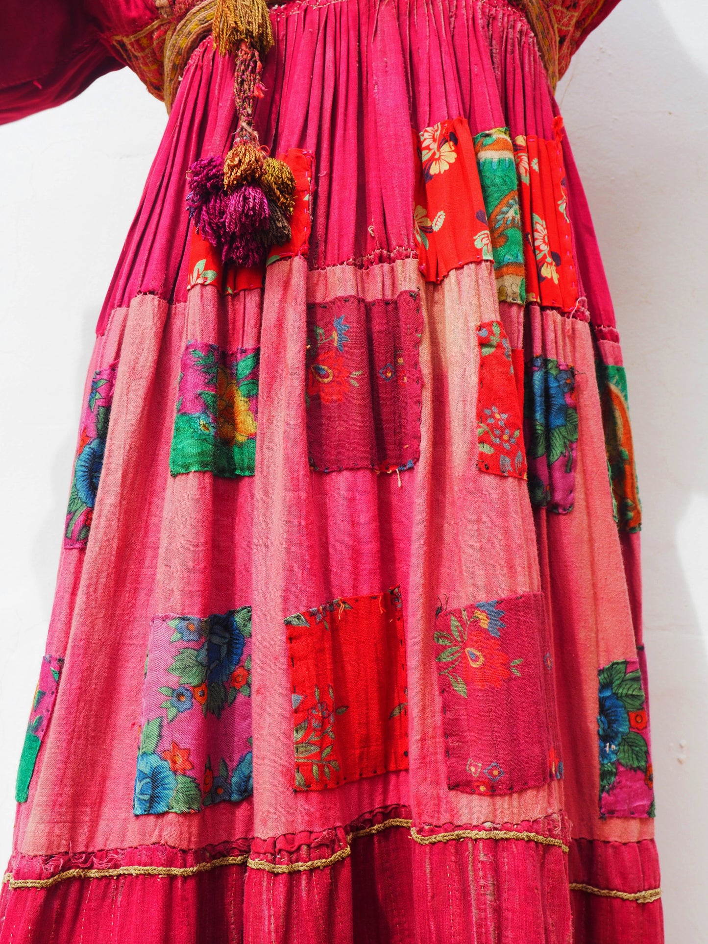 Antique Afghan patchwork embroidered cotton dress | vagabond ibiza