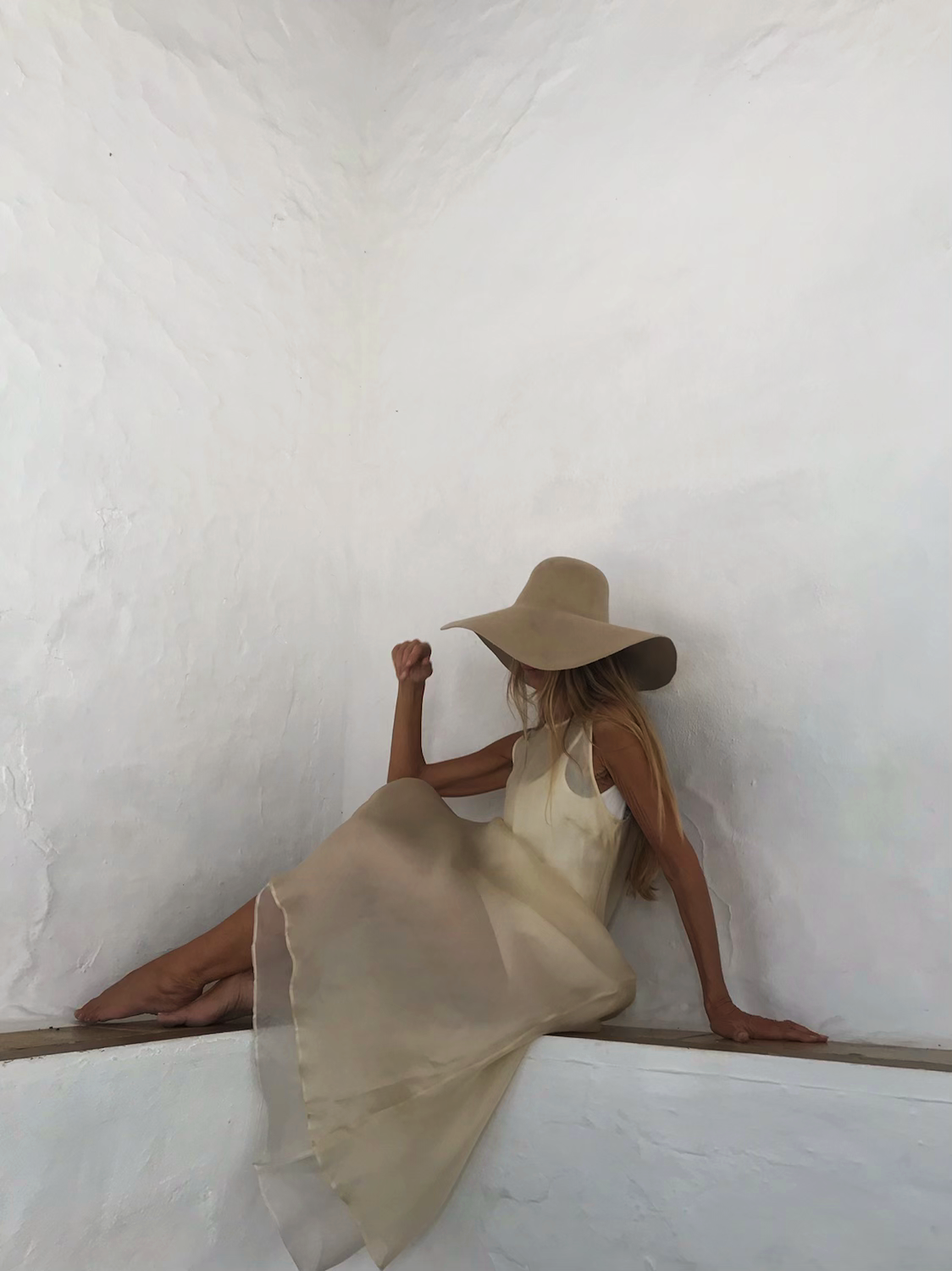 ORIGINAL VINTAGE CREAM SHEER WEDDING DRESS WITH LAYERING DETAIL AND HIGH KECK