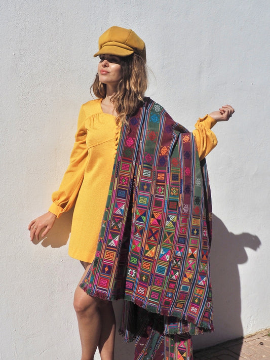 shop vintage online, affordable vintage clothing, vintage clothing store, vintage clothing brand, sustainable clothing brand, sustainable fashion, recycled fashion, slow fashion brand, recycled clothes, 70s vintage, bohemian vintage, affordable slow fashion, hippie boho, ethical fashion brand, hand stitched, festival fashion, Indian embroidery, bohemian vintage,  woven textile, antique textiles, colourful blanket, blanket, rare textiles, bohemian home, boho interior, shawl