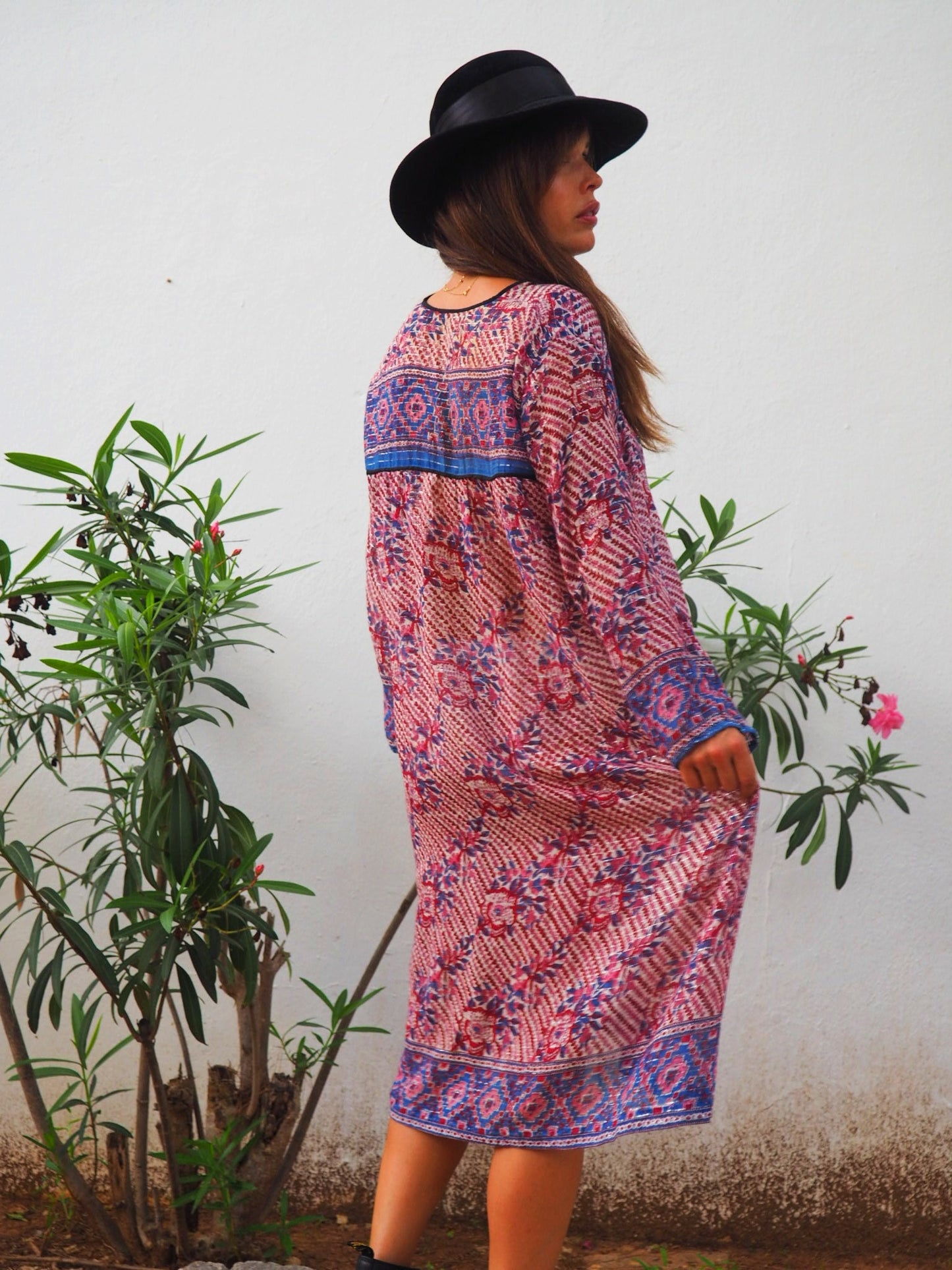 Vintage 1970’s Indian block printed gauze cotton dress