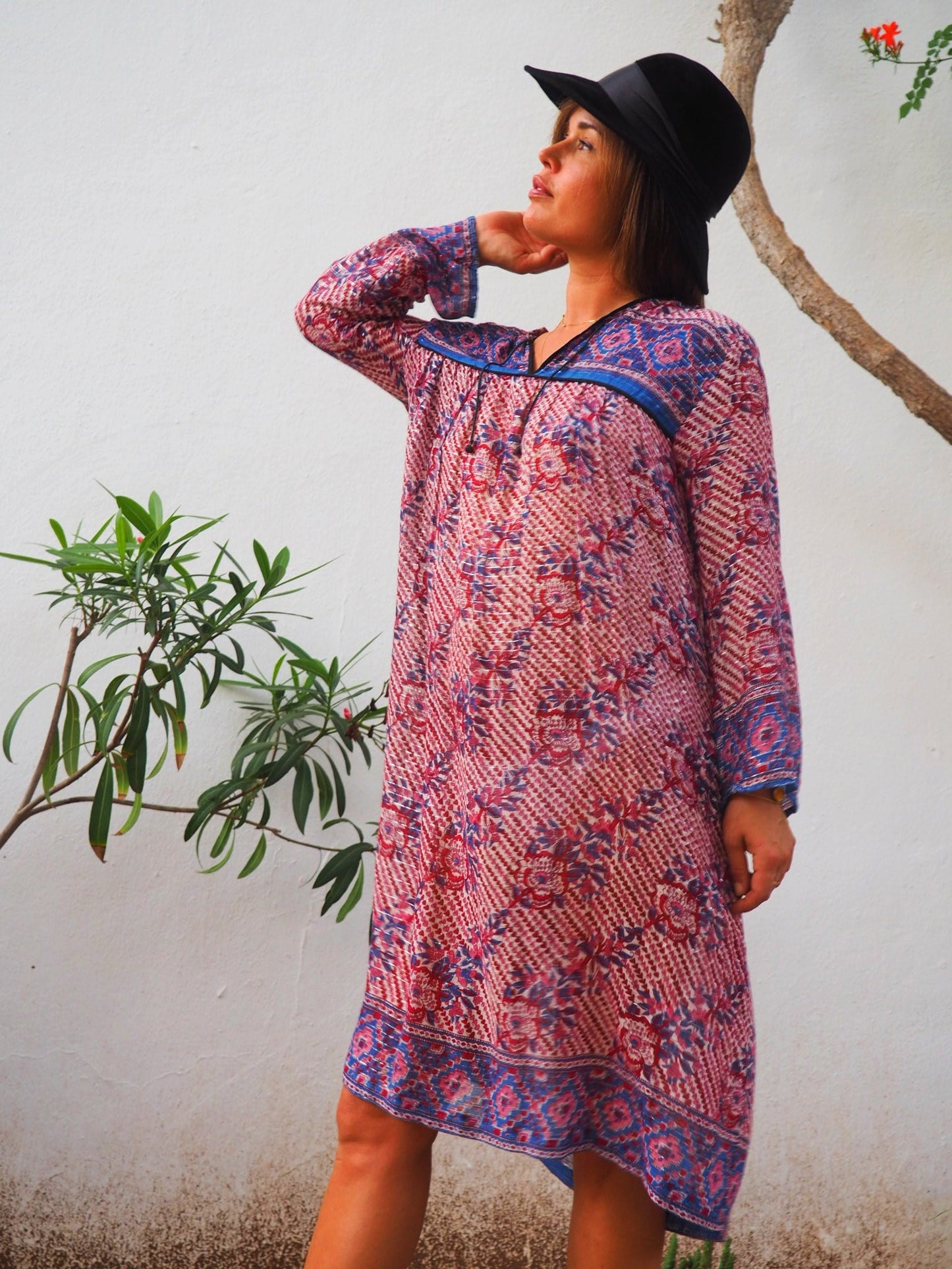 Vintage 1970’s Indian block printed gauze cotton dress