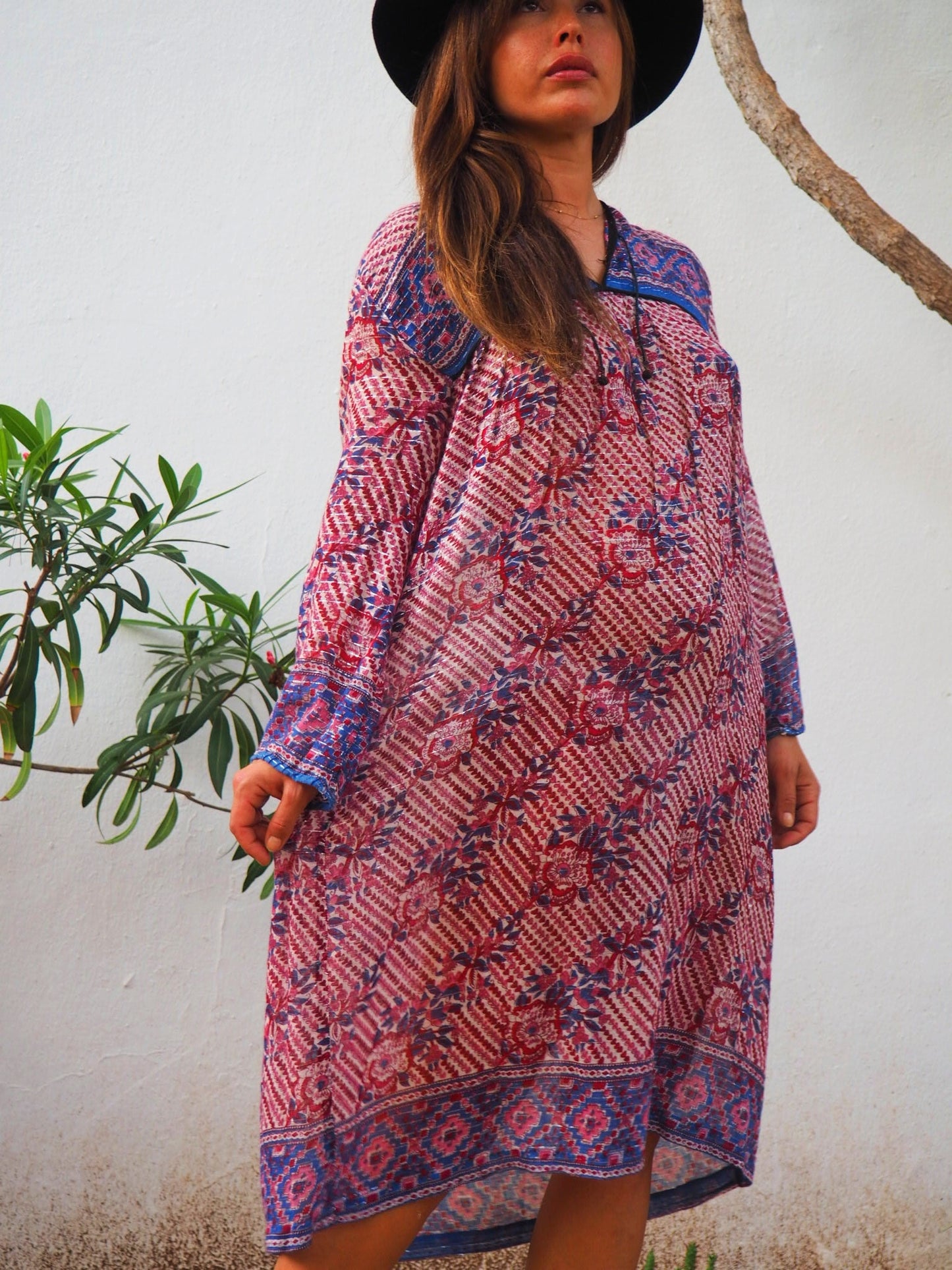 Vintage 1970’s Indian block printed gauze cotton dress