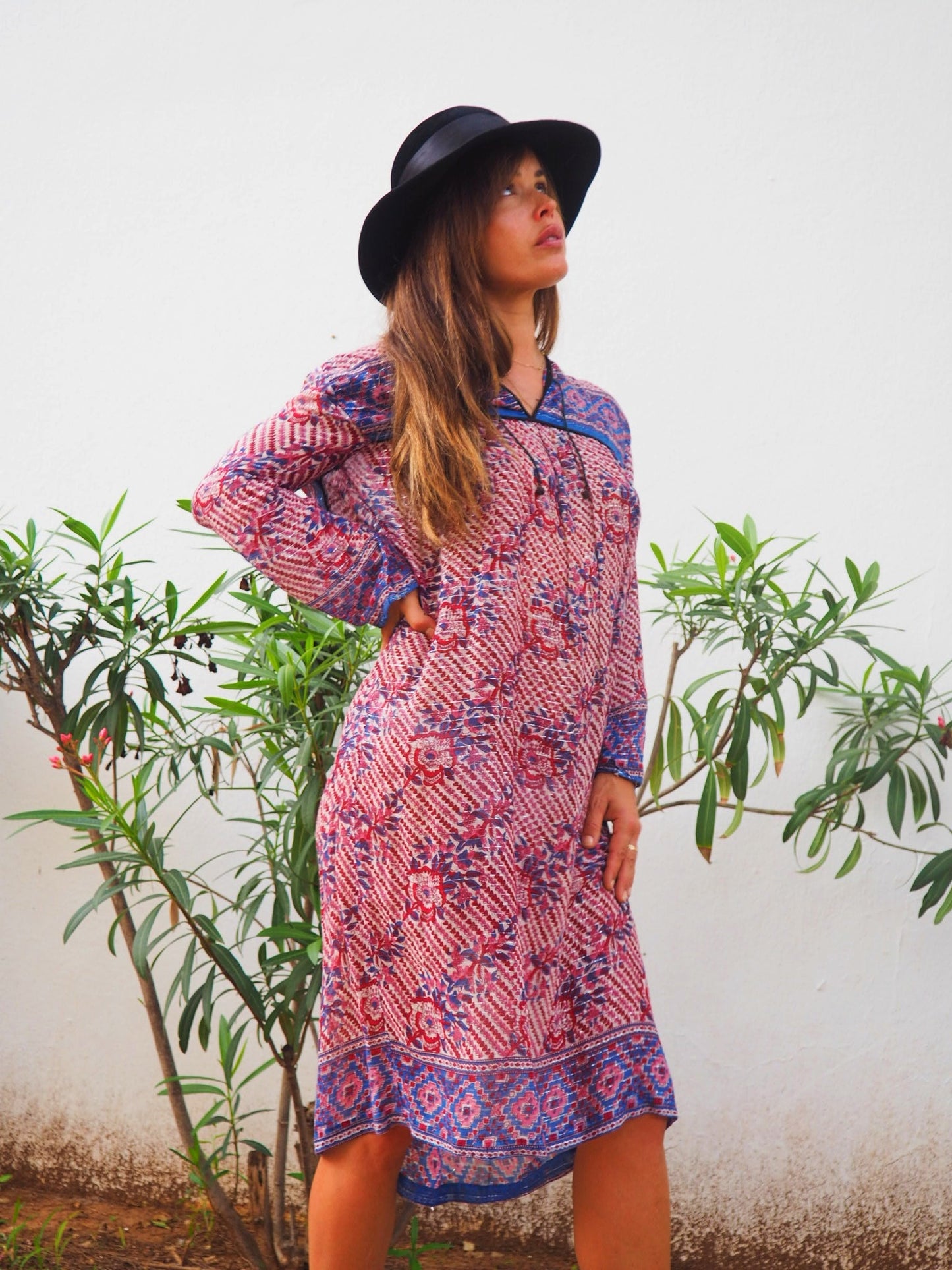 Vintage 1970’s Indian block printed gauze cotton dress