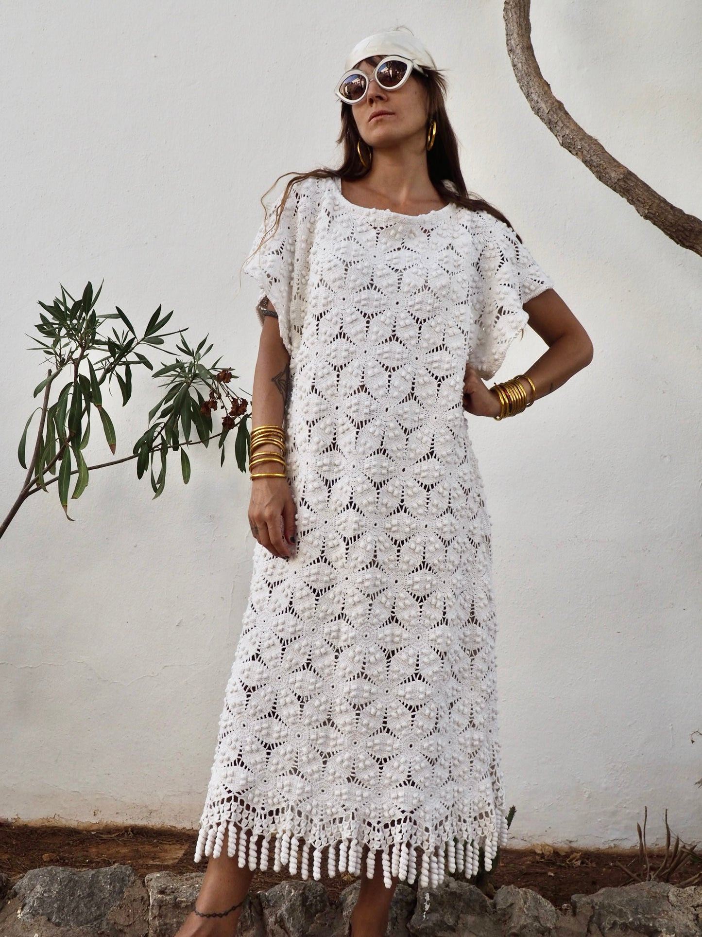 Amazing one off a kind white vintage crochet dress up-cycled by Vagabond Ibiza