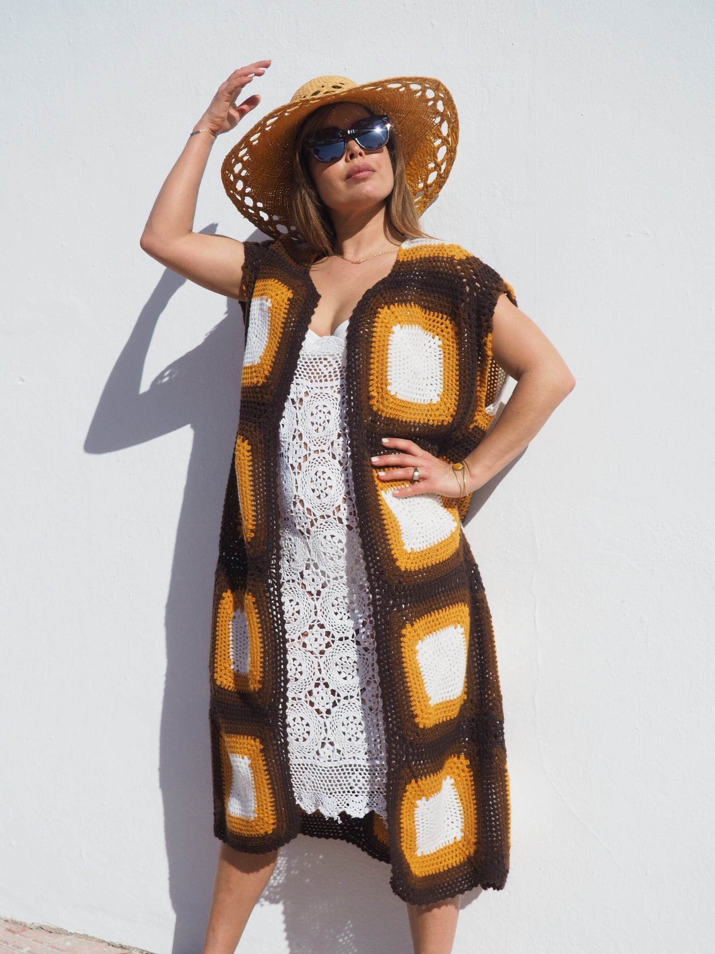 Vintage Super Cool Granny 1970’s Crochet Blanket Jacket Up-cycled