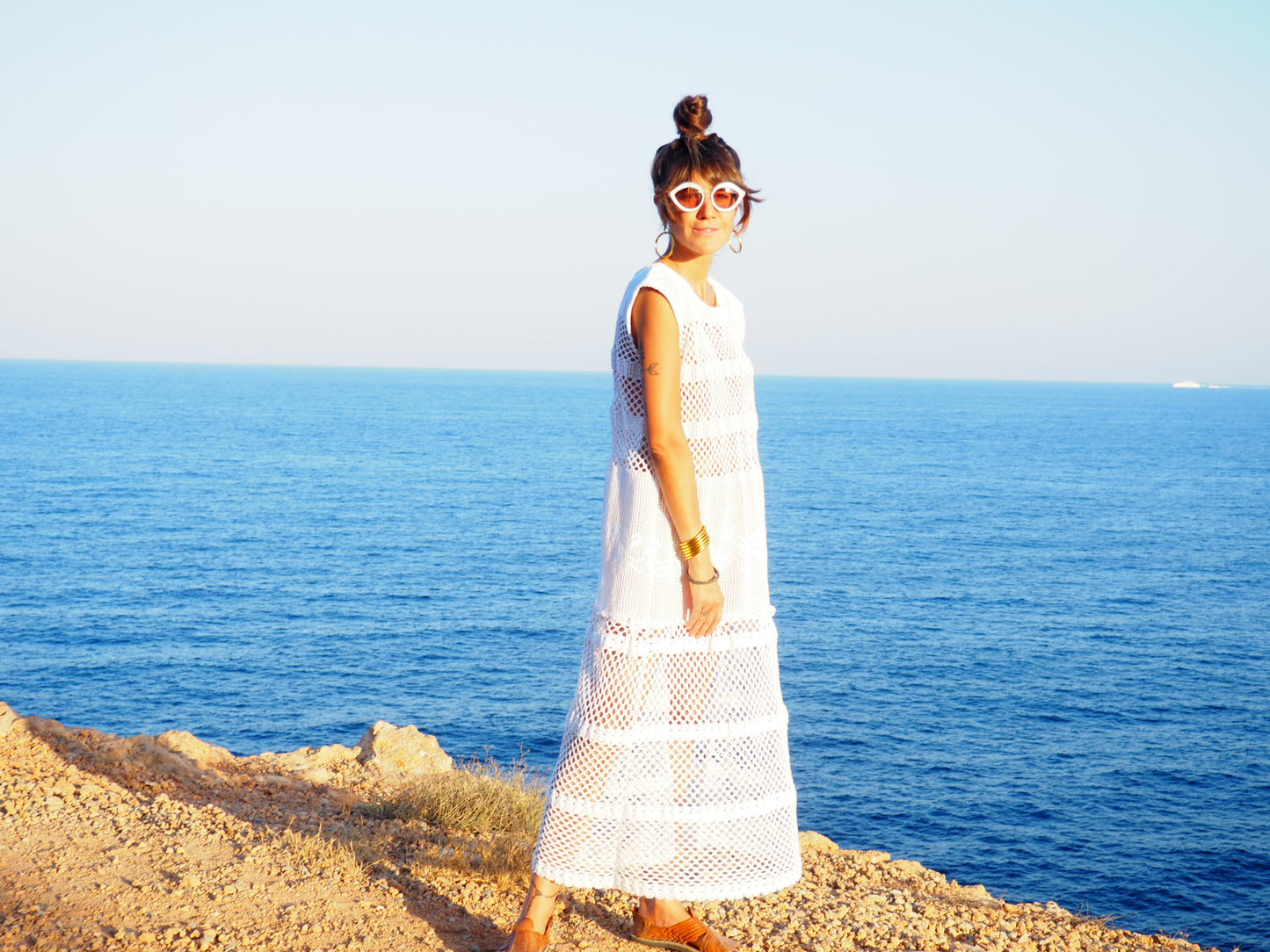 Amazing one off a kind white vintage crochet dress up-cycled by Vagabond Ibiza