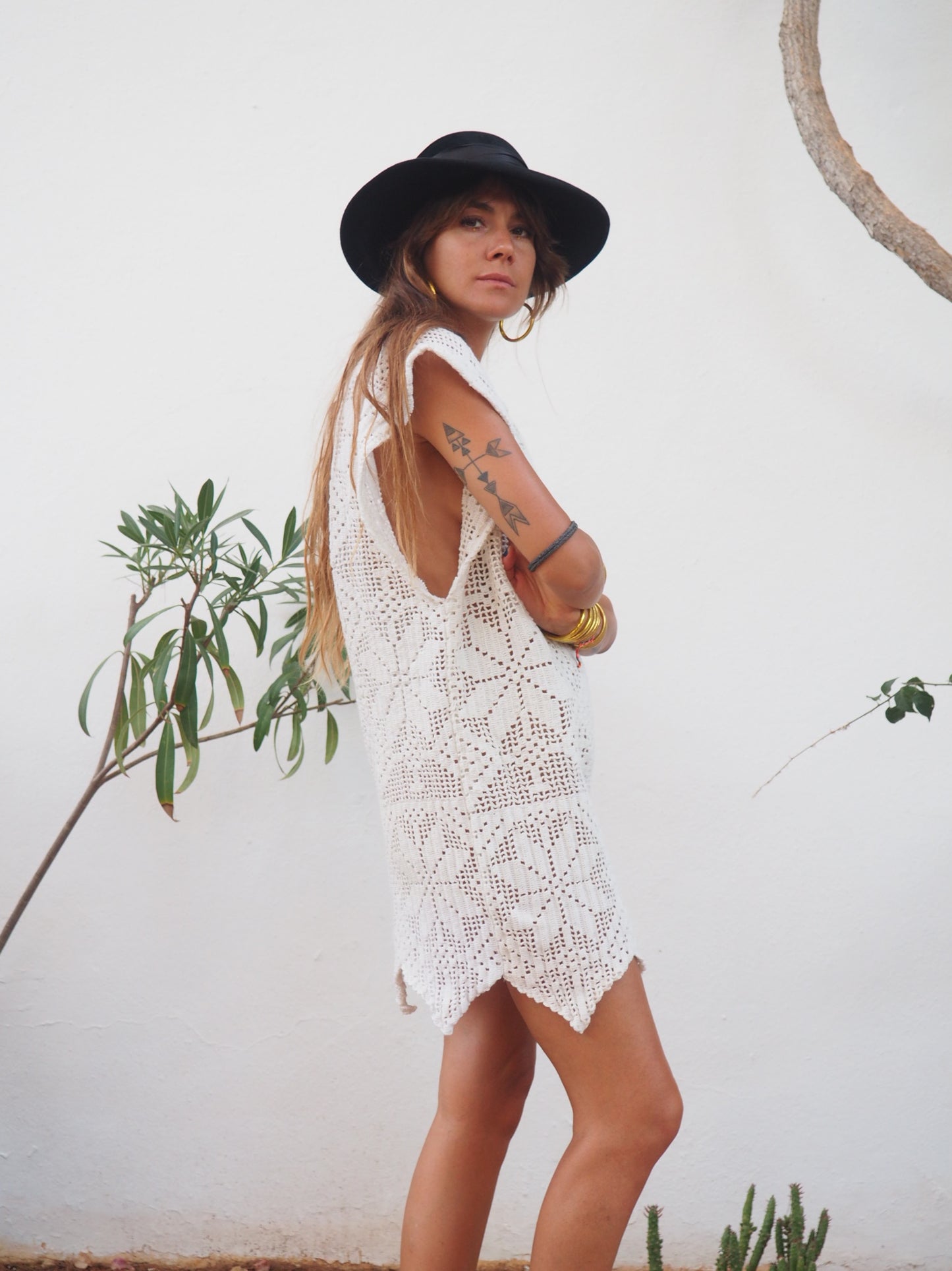 Amazing one off a kind white vintage crochet dress up-cycled by Vagabond Ibiza