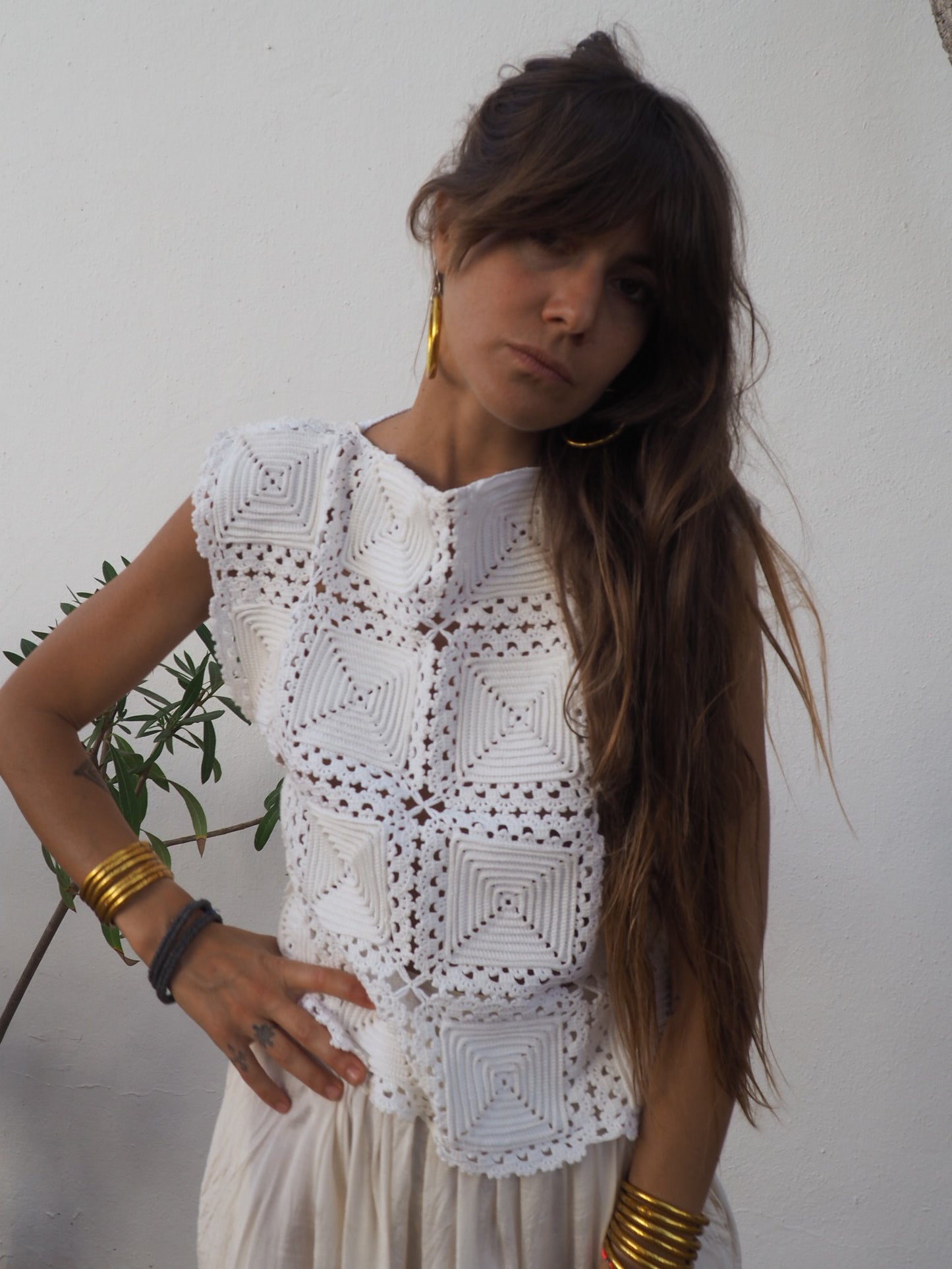 Amazing one off a kind white vintage crochet lace top up-cycled by Vagabond Ibiza
