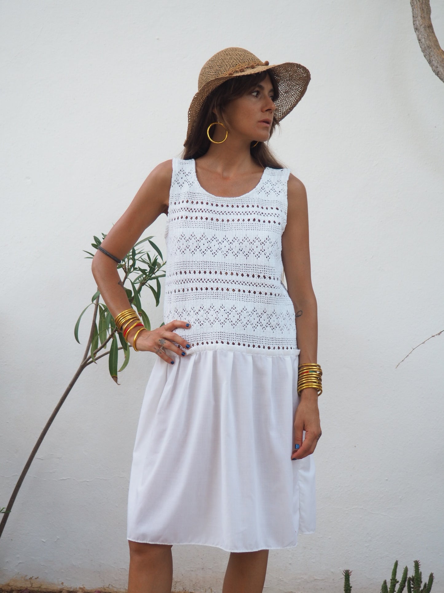 Amazing one off a kind white vintage crochet dress up-cycled by Vagabond Ibiza