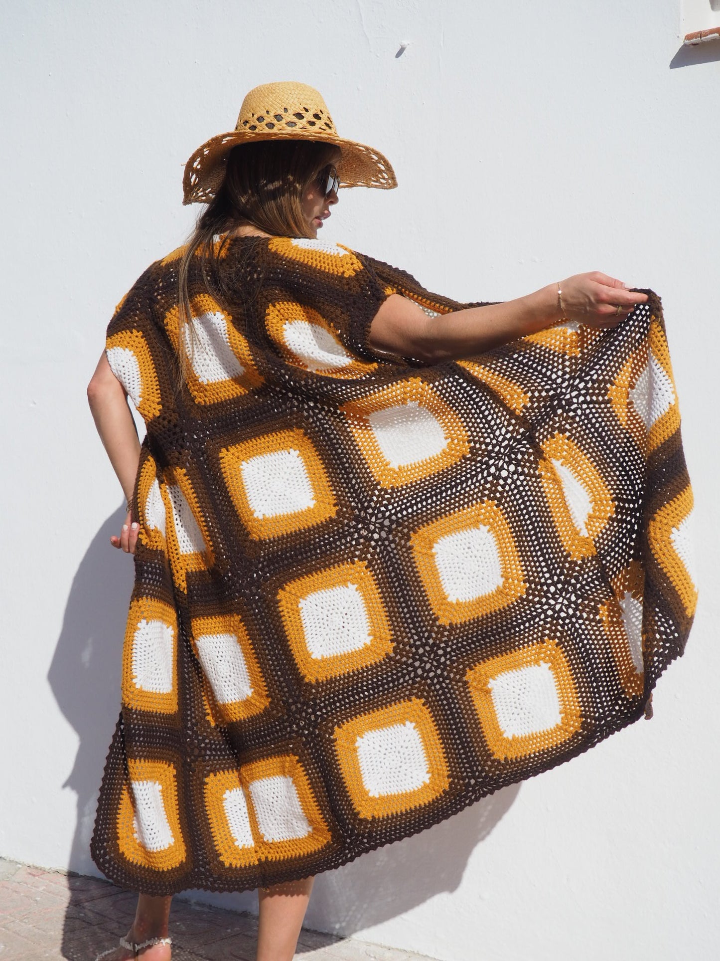 Vintage Super Cool Granny 1970’s Crochet Blanket Jacket Up-cycled