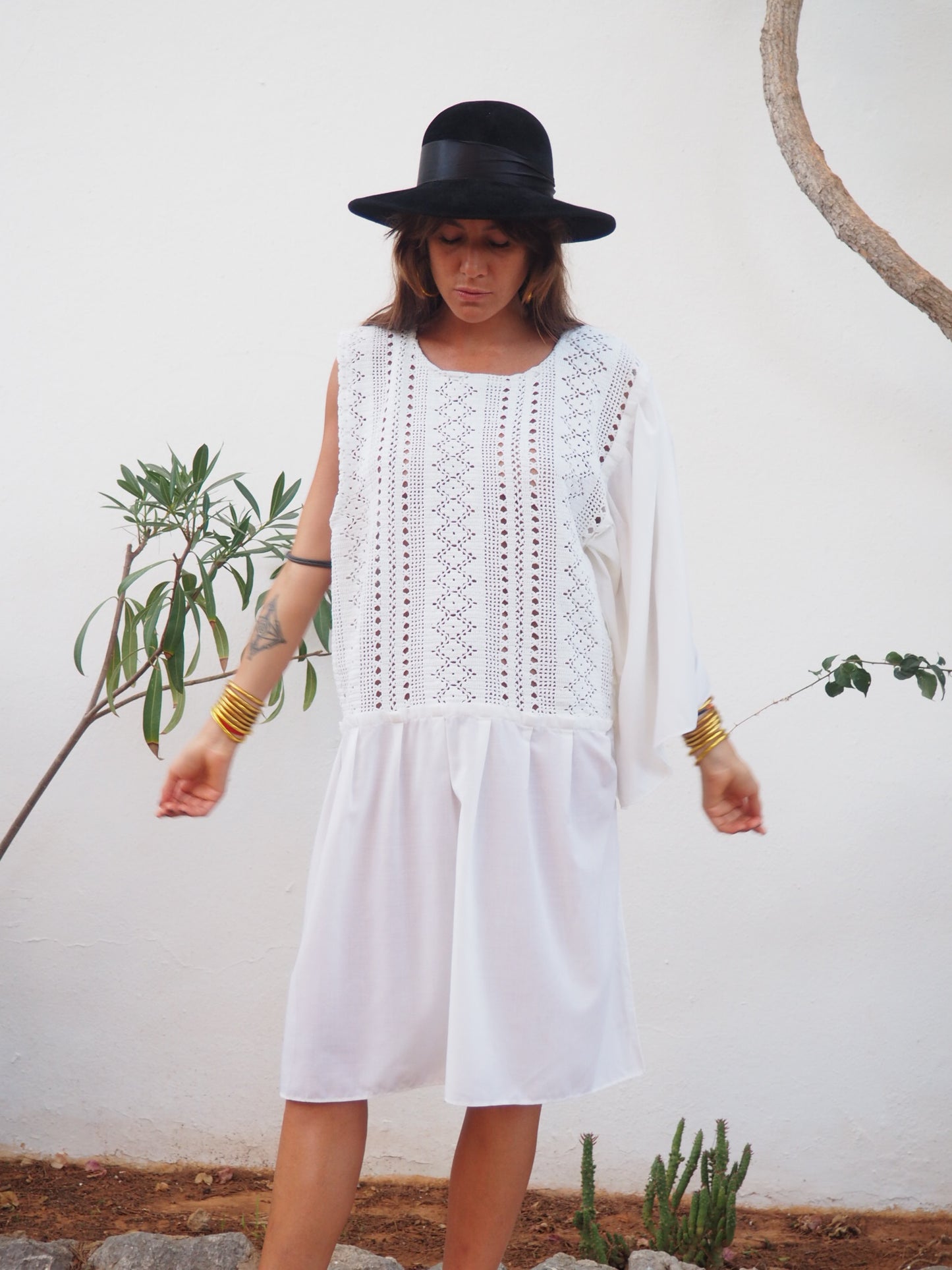 Amazing one off a kind white vintage crochet dress up-cycled by Vagabond Ibiza