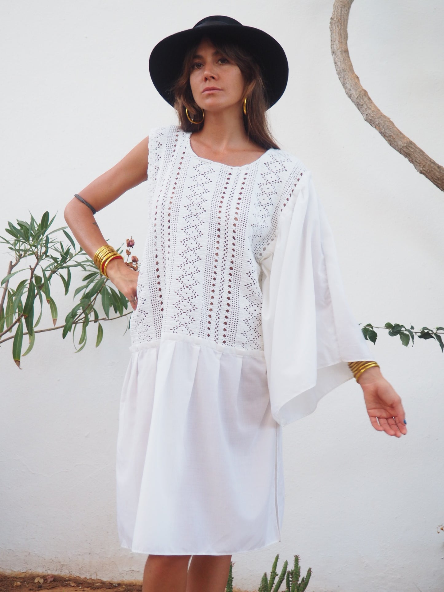 Amazing one off a kind white vintage crochet dress up-cycled by Vagabond Ibiza