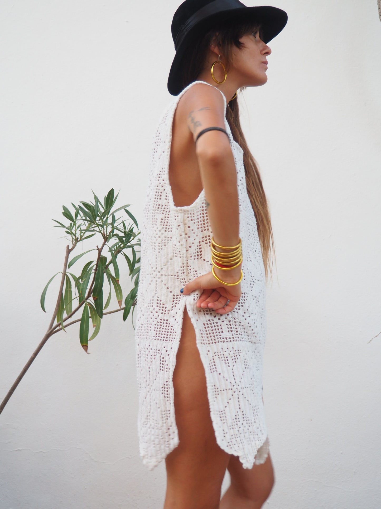 Amazing one off a kind white vintage crochet dress up-cycled by Vagabond Ibiza