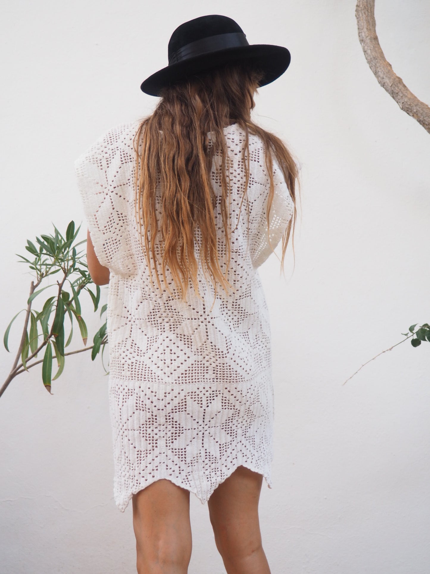 Amazing one off a kind white vintage crochet dress up-cycled by Vagabond Ibiza