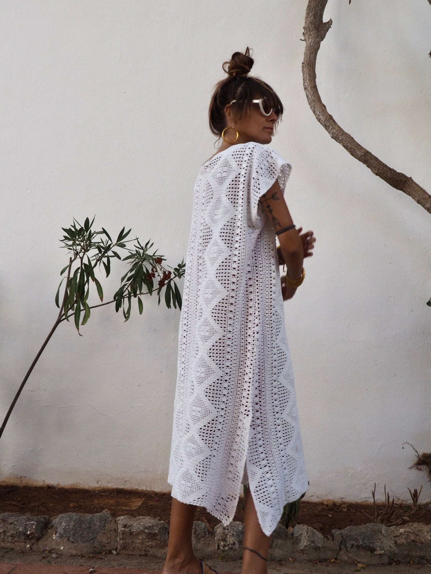 Amazing one off a kind white vintage crochet dress up-cycled by Vagabond Ibiza