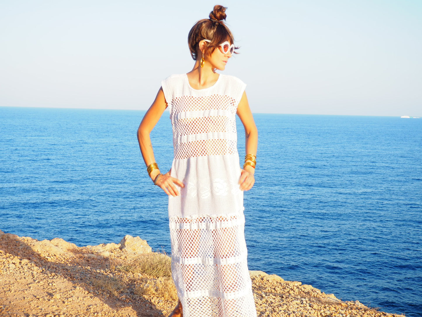Amazing one off a kind white vintage crochet dress up-cycled by Vagabond Ibiza