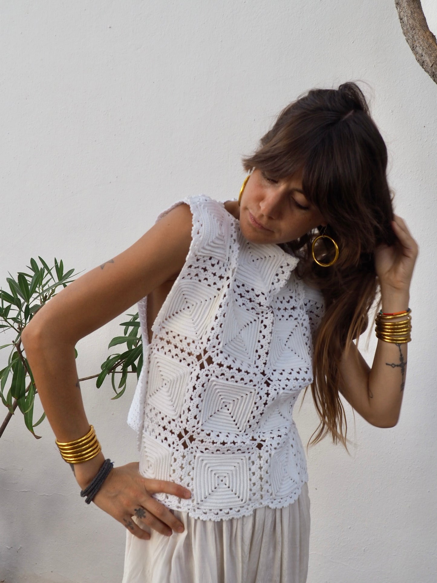 Amazing one off a kind white vintage crochet lace top up-cycled by Vagabond Ibiza