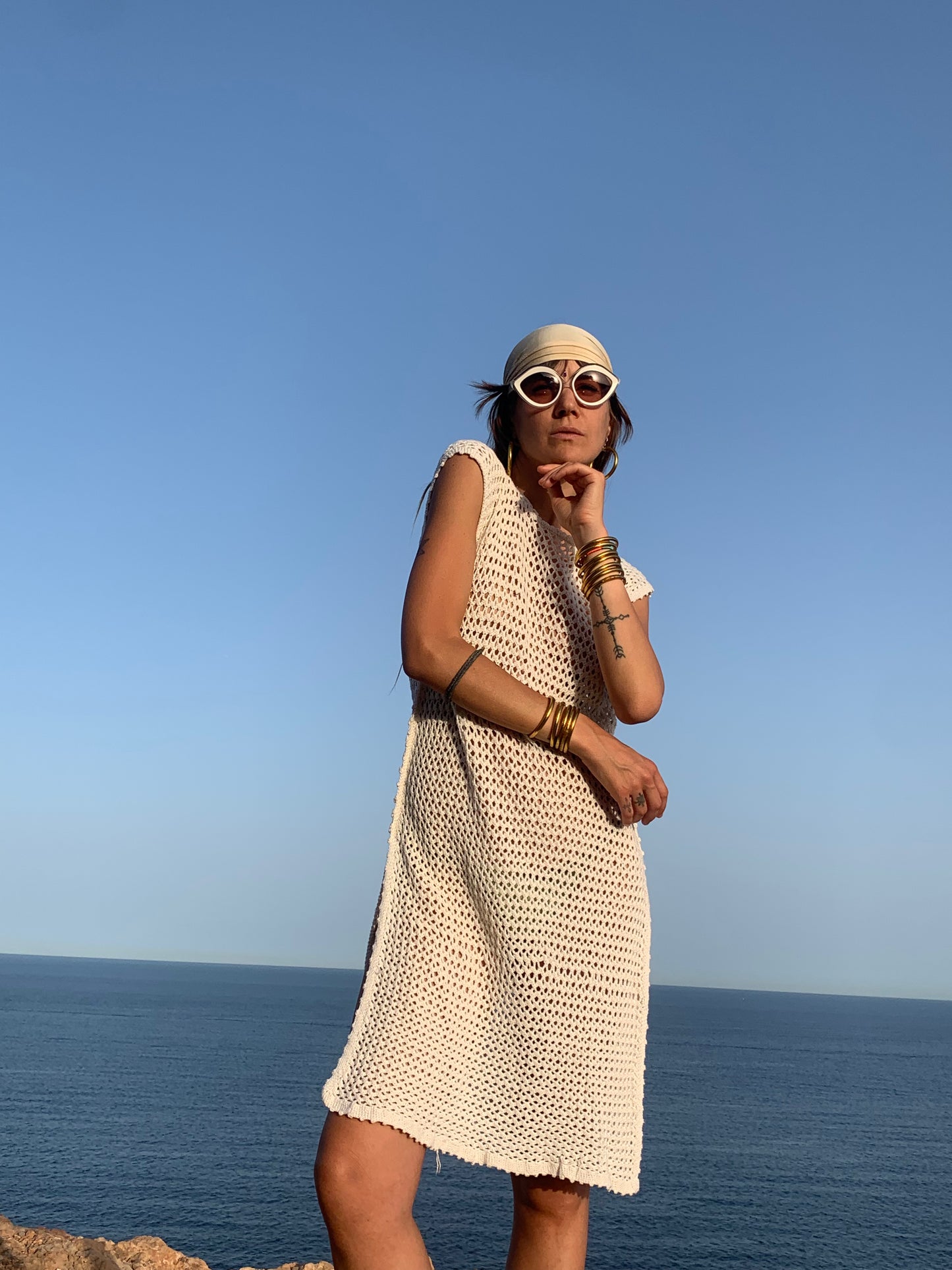 Vintage lace crochet textiles up-cycled dress by Vagabond Ibiza