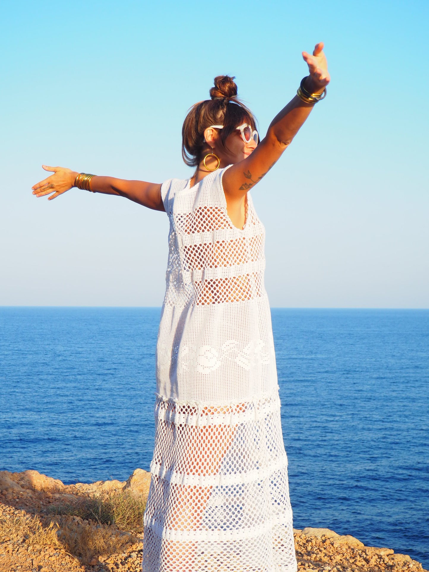 Amazing one off a kind white vintage crochet dress up-cycled by Vagabond Ibiza