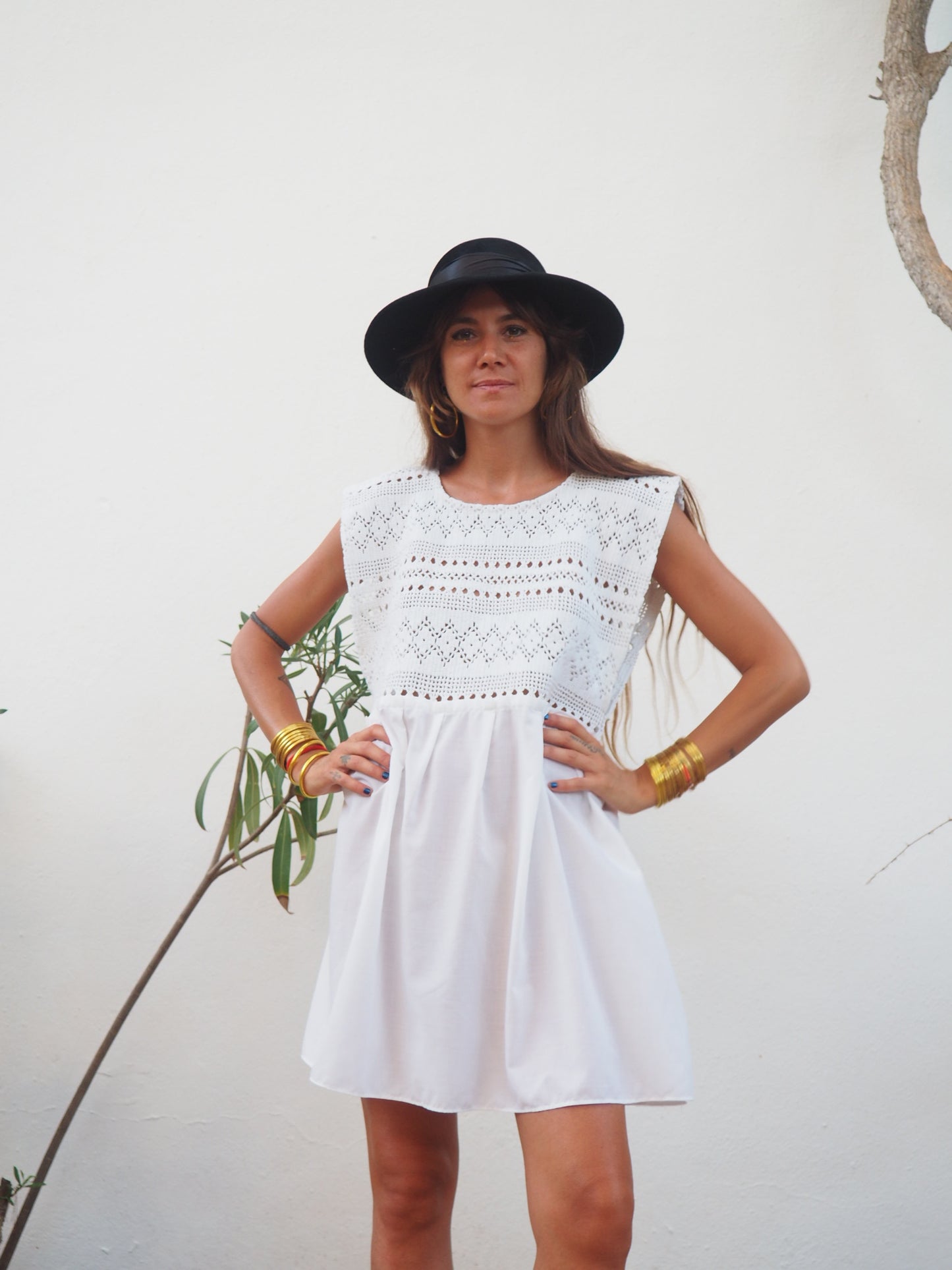 Amazing one off a kind white vintage crochet dress up-cycled by Vagabond Ibiza