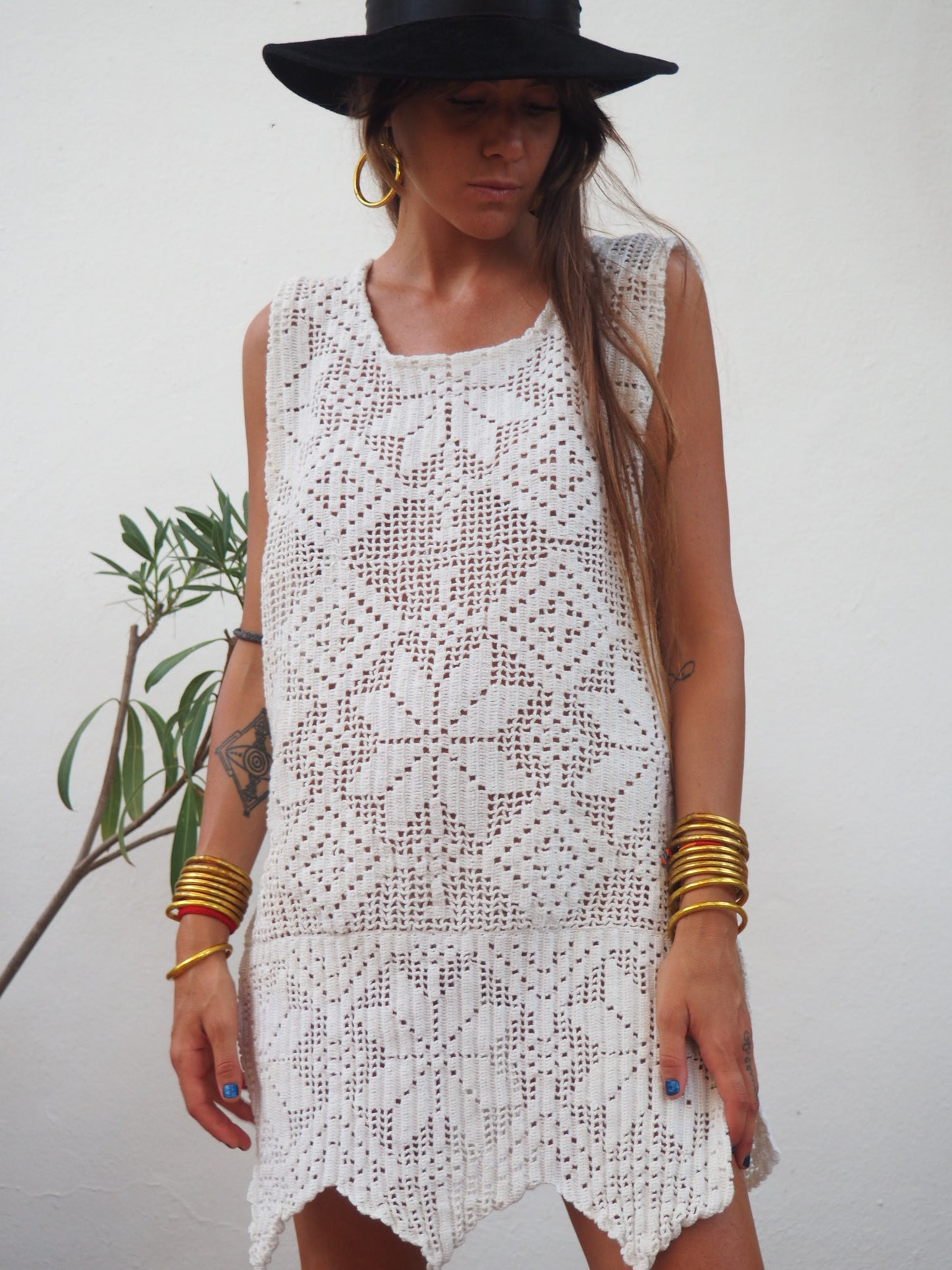 Amazing one off a kind white vintage crochet dress up-cycled by Vagabond Ibiza