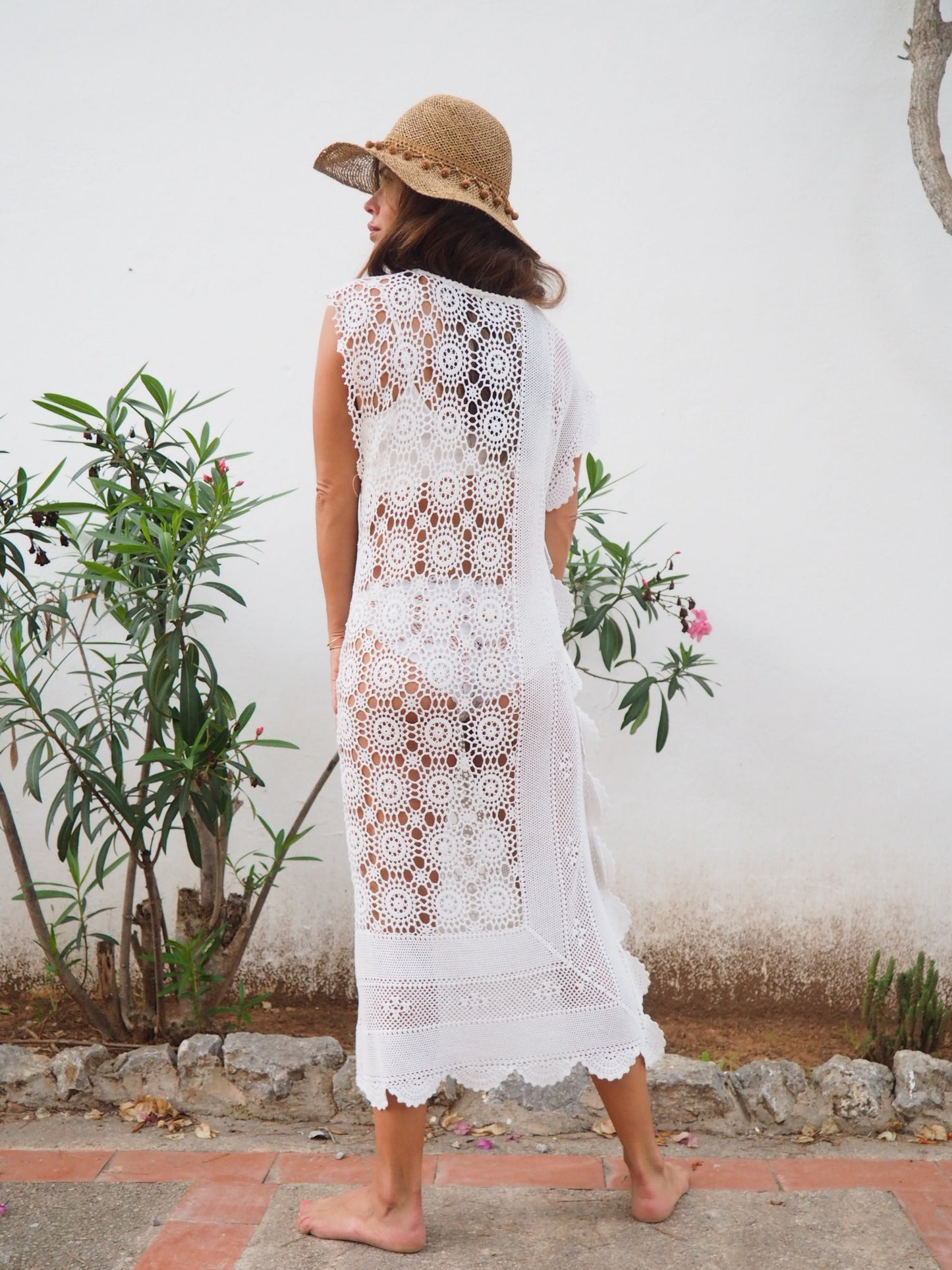 White 1960’s hand made crochet lace dress