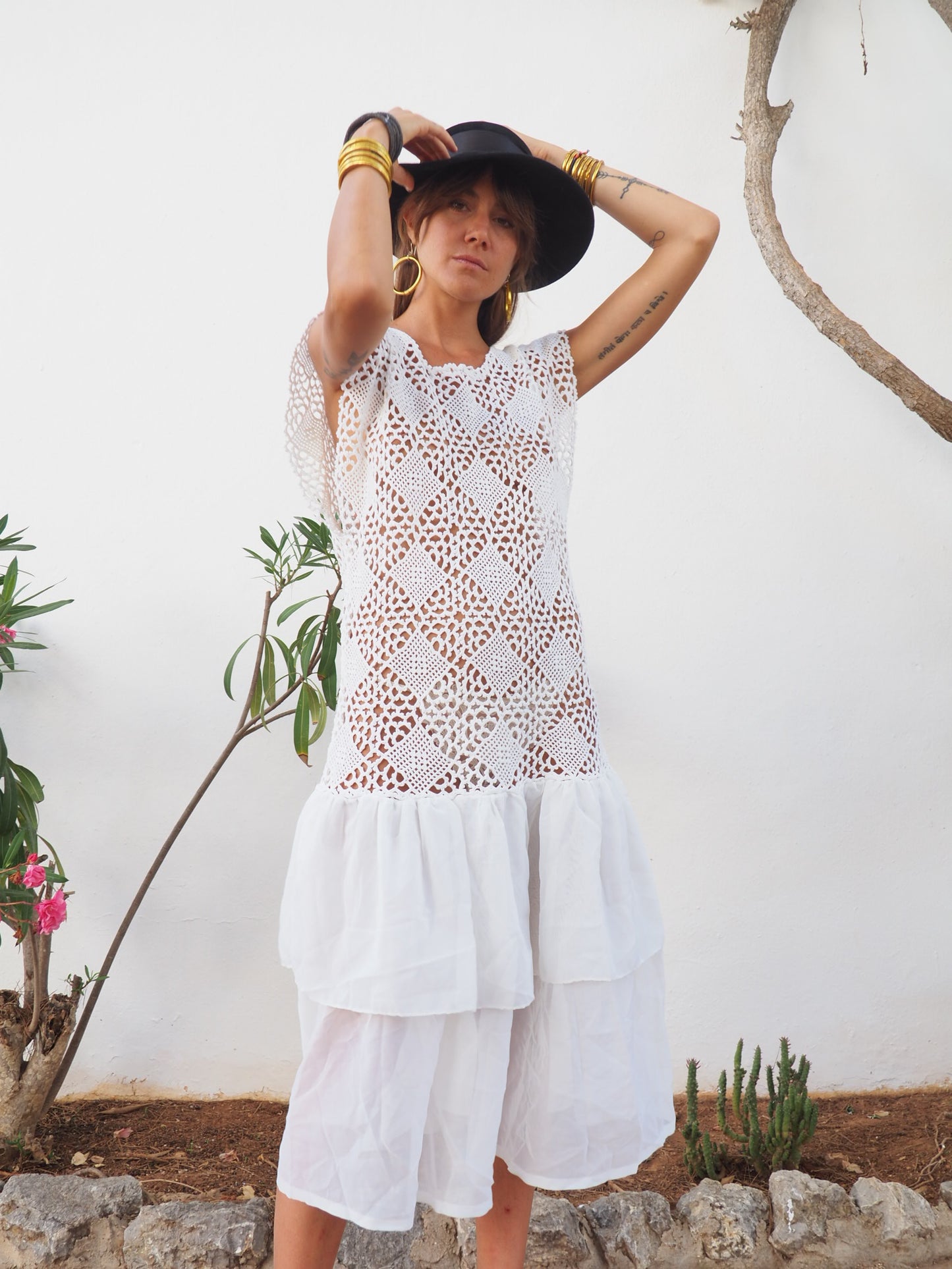 Amazing one off a kind white vintage crochet dress up-cycled by Vagabo ...