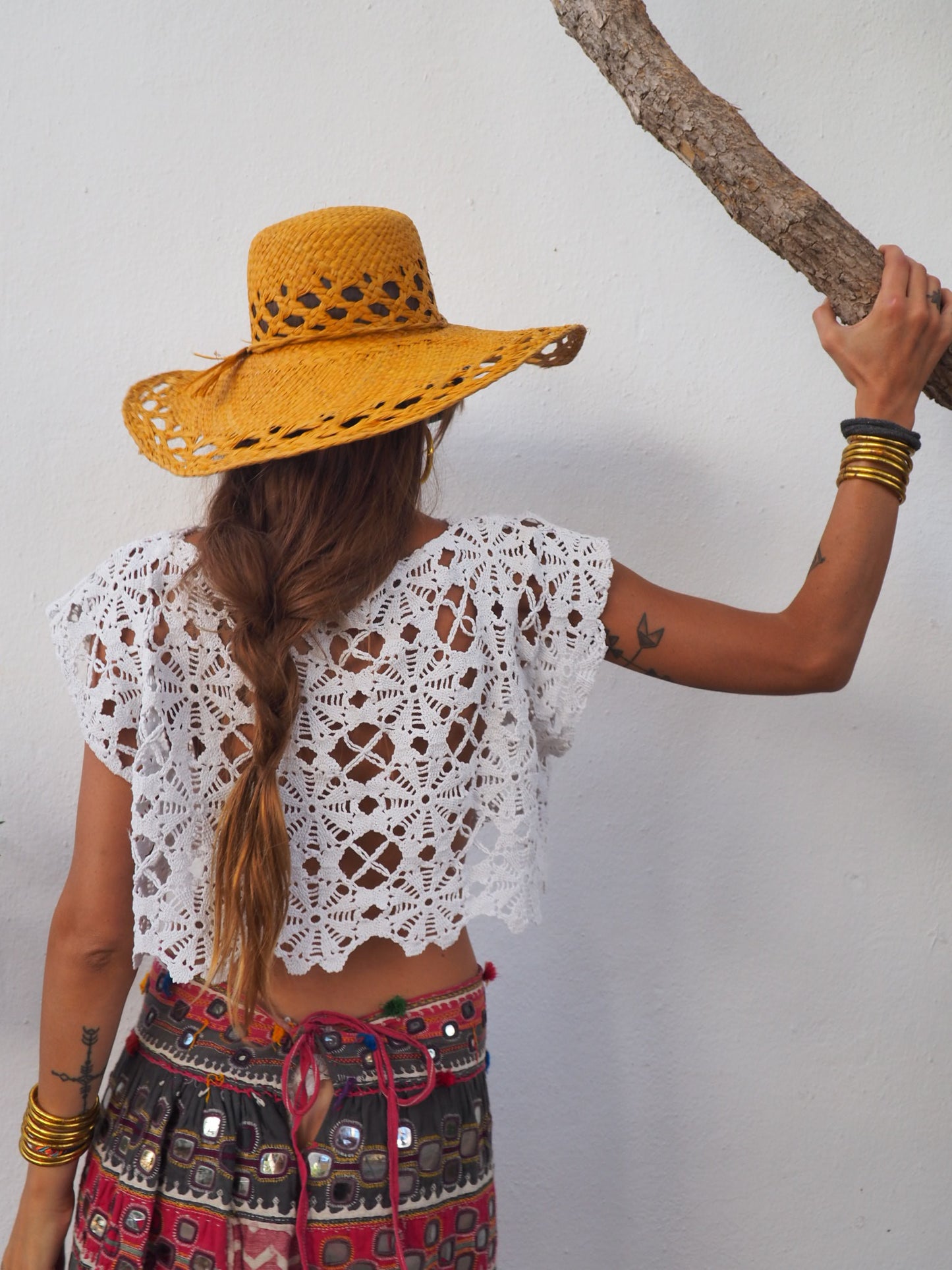 Amazing one off a kind white vintage crochet lace top up-cycled by Vagabond Ibiza