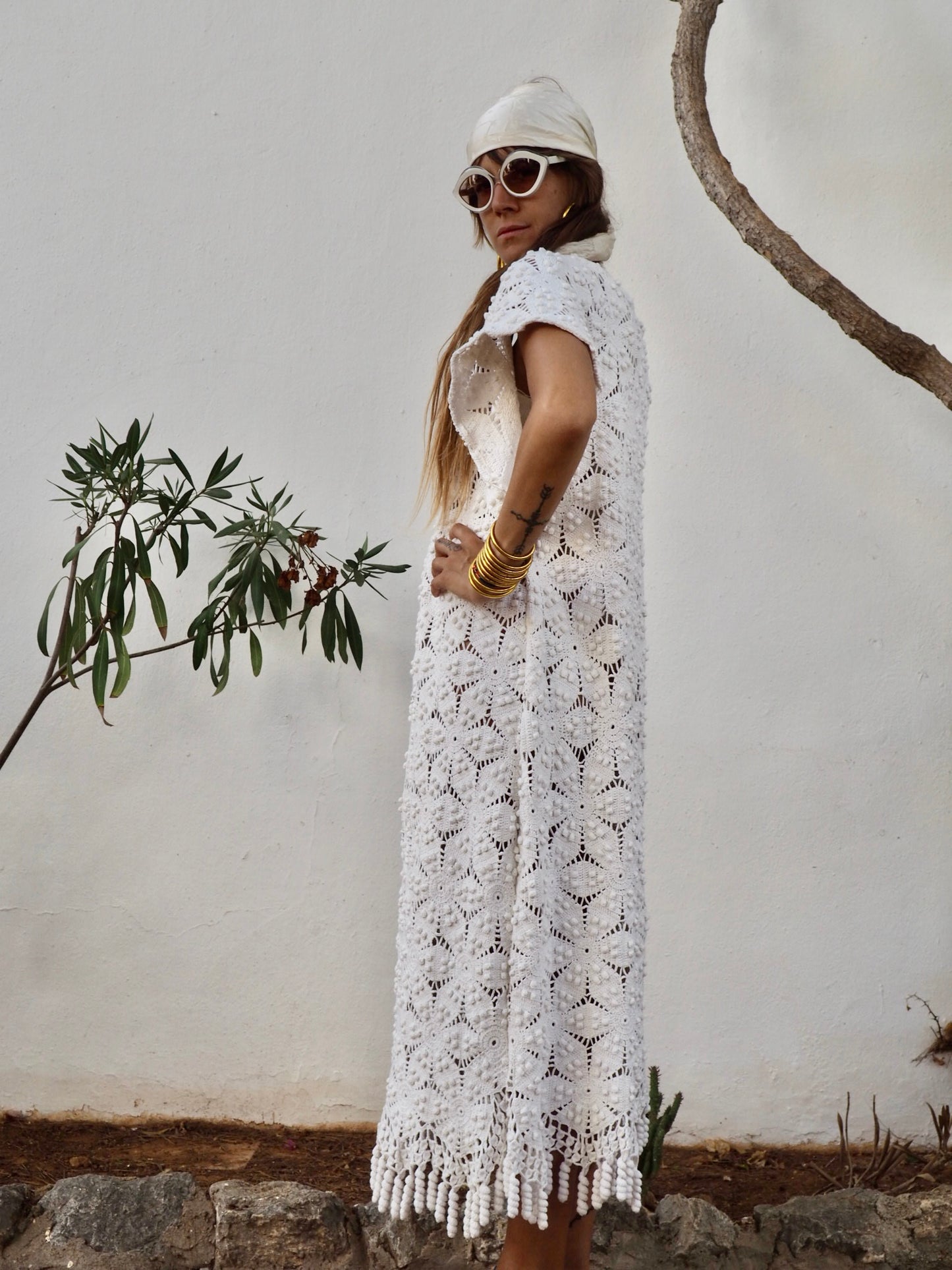 Amazing one off a kind white vintage crochet dress up-cycled by Vagabond Ibiza