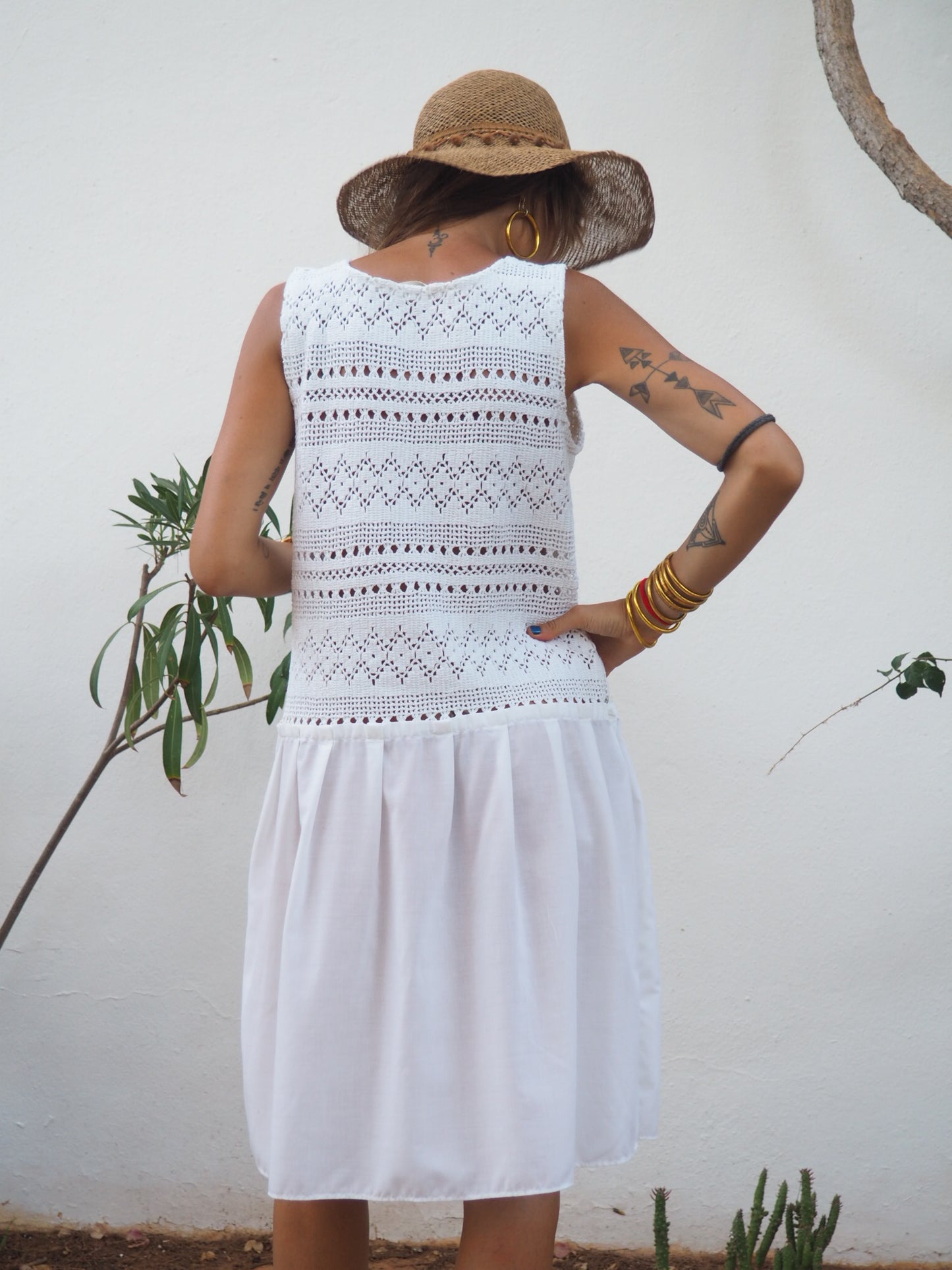 Amazing one off a kind white vintage crochet dress up-cycled by Vagabond Ibiza