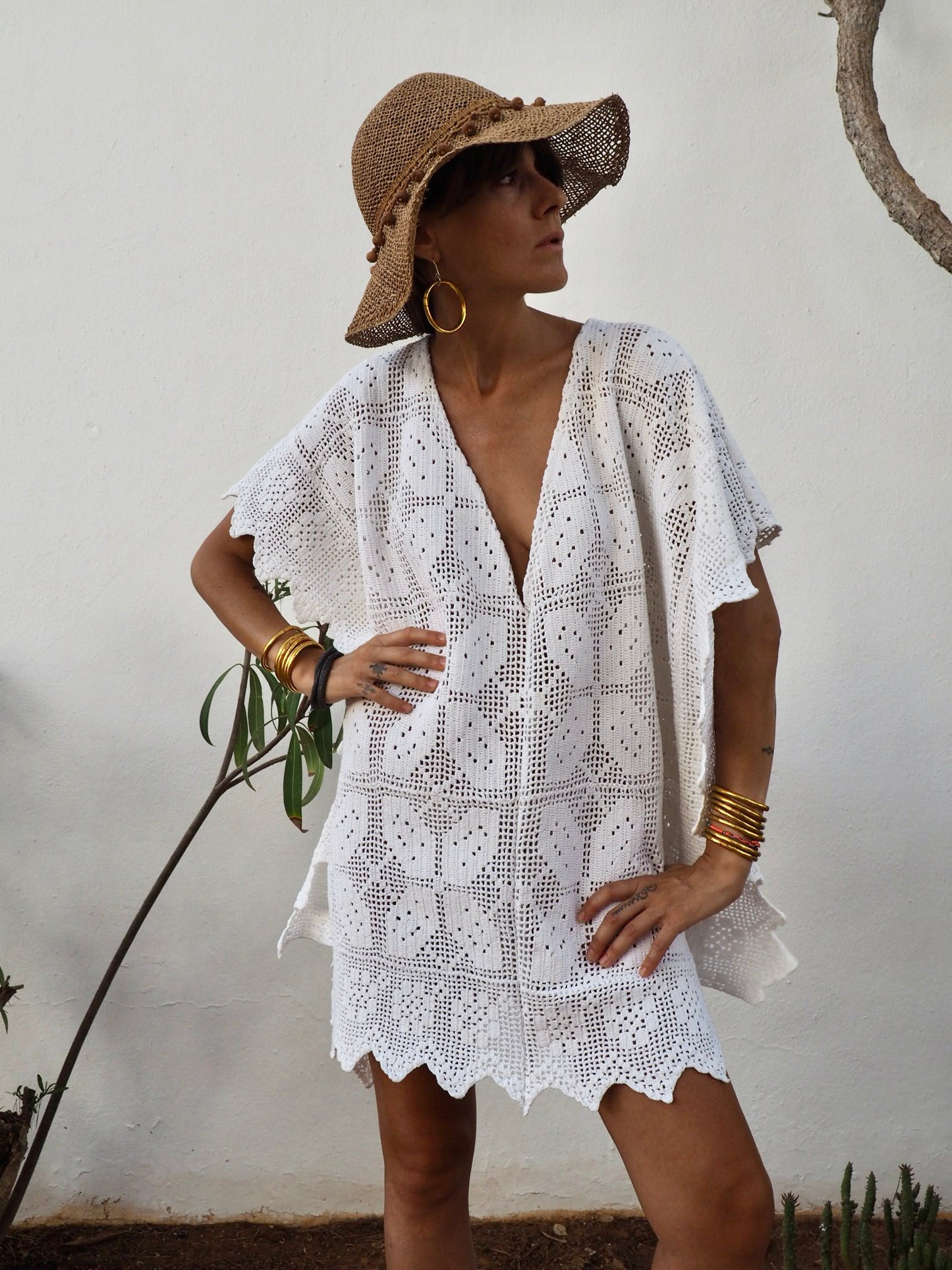 Amazing one off a kind white vintage crochet dress up-cycled by Vagabond Ibiza