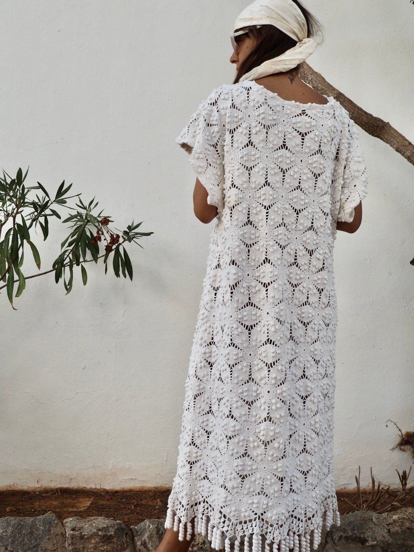 Amazing one off a kind white vintage crochet dress up-cycled by Vagabond Ibiza