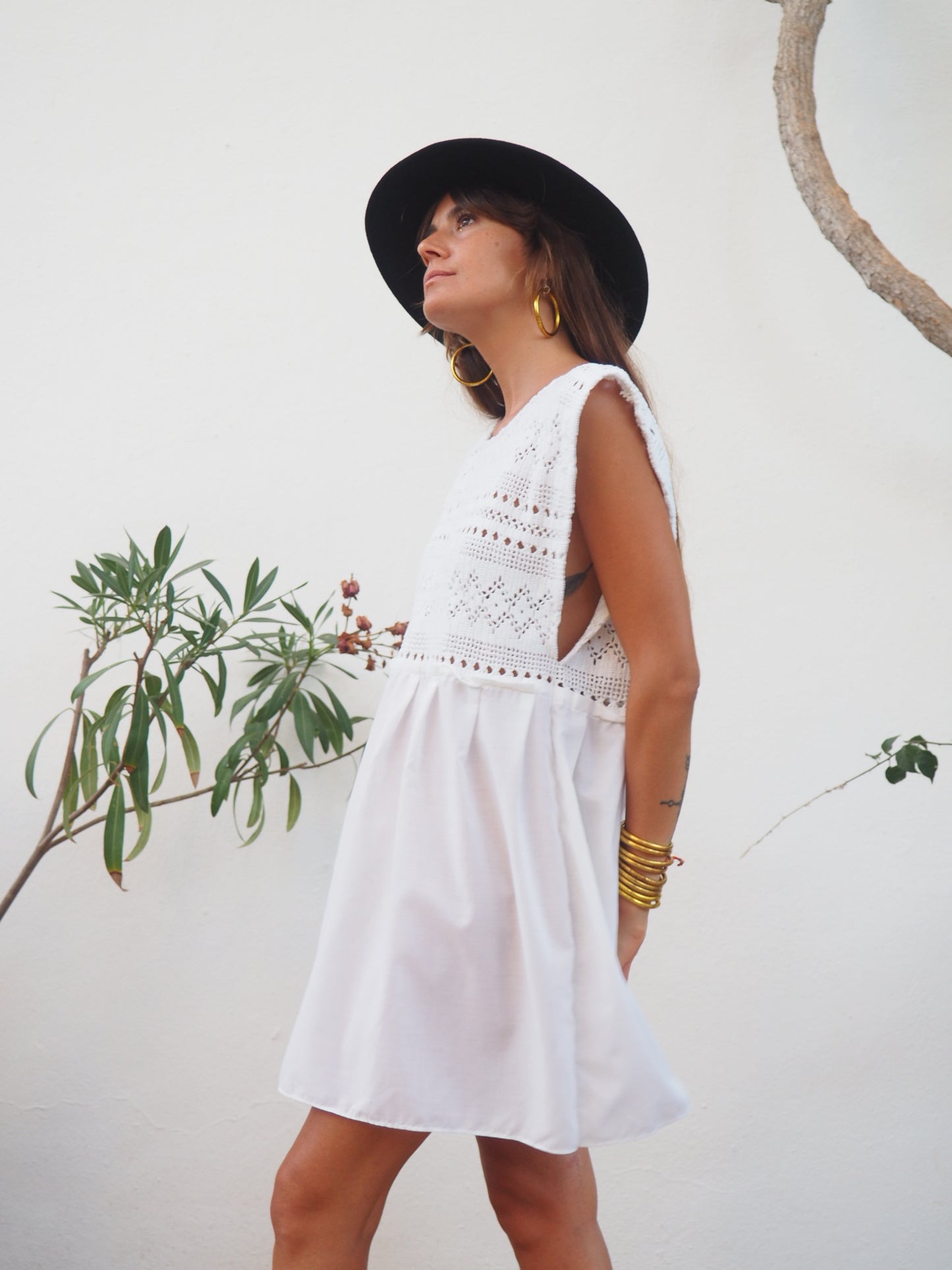 Amazing one off a kind white vintage crochet dress up-cycled by Vagabond Ibiza