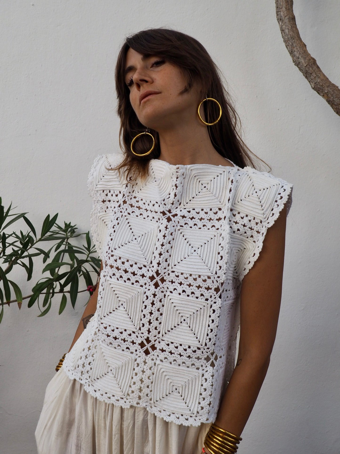 Amazing one off a kind white vintage crochet lace top up-cycled by Vagabond Ibiza