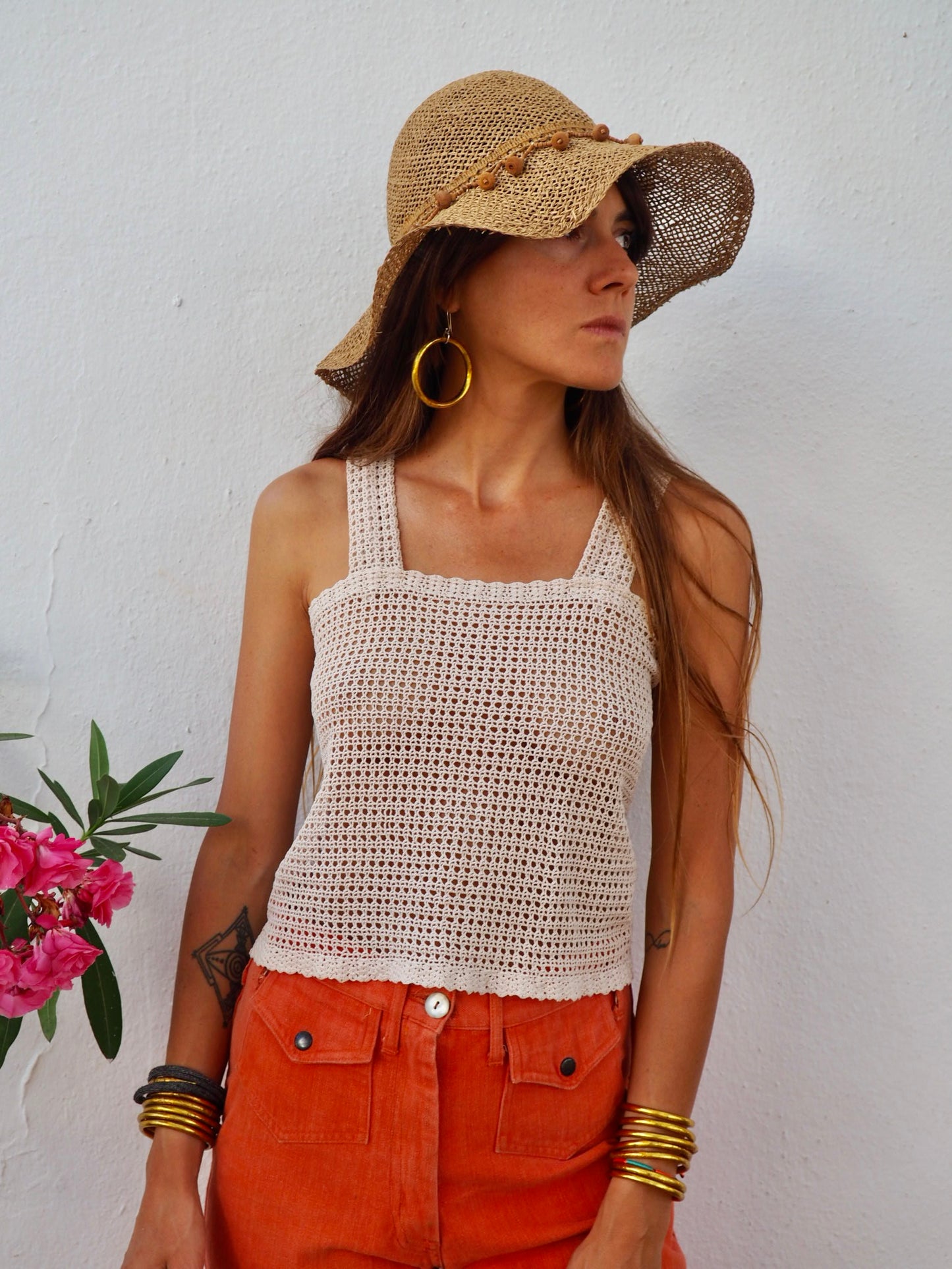 Amazing one off a kind cream vintage crochet lace top up-cycled by Vagabond Ibiza
