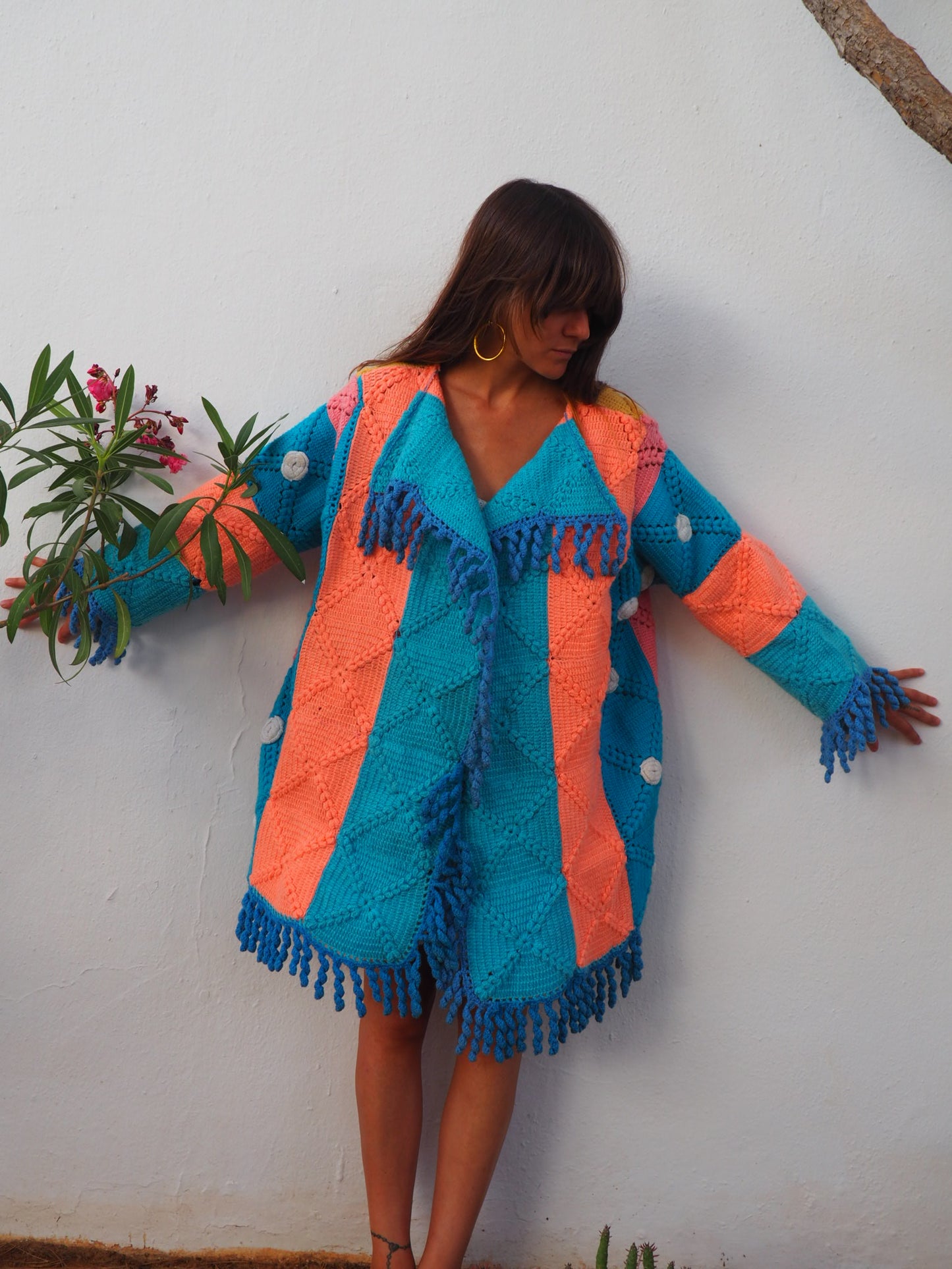 Vintage 1970’s handmade crochet tassel jacket up-cycled by Vagabond Ibiza