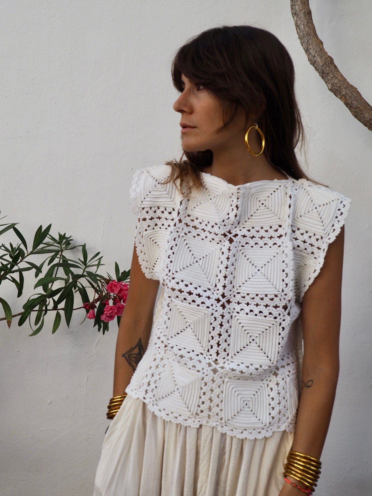 Amazing one off a kind white vintage crochet lace top up-cycled by Vagabond Ibiza