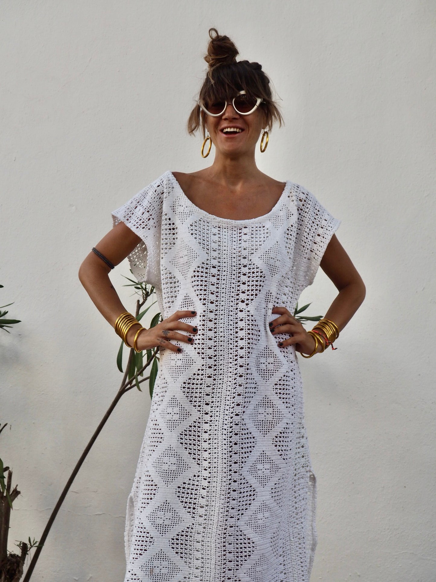 Amazing one off a kind white vintage crochet dress up-cycled by Vagabond Ibiza